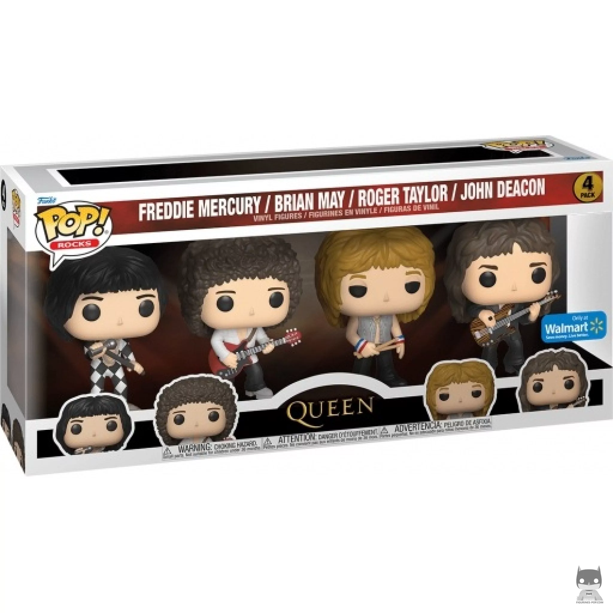 Figura Funko Pop! Freddie Mercury, Brian May, Roger Taylor & John Deacon en su caja