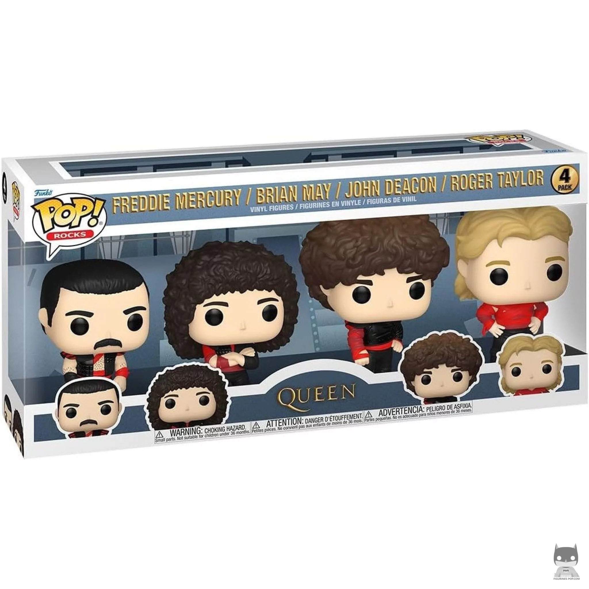 Figura Funko Pop! Radio Ga Ga (Freddie Mercury, Brian May, John Deacon & Roger Taylor) en su caja