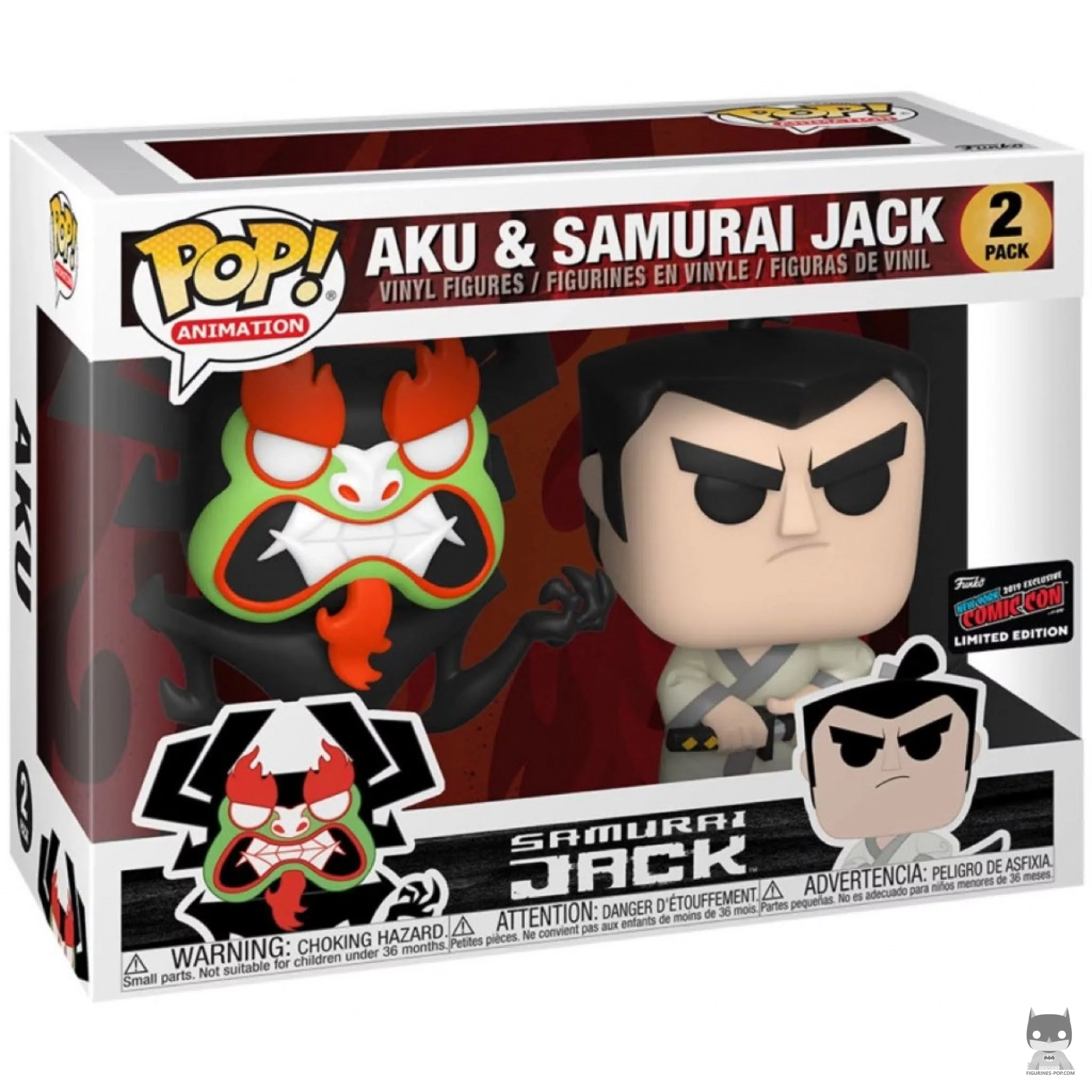 Figura Funko Pop! Aku & Samurai Jack en su caja