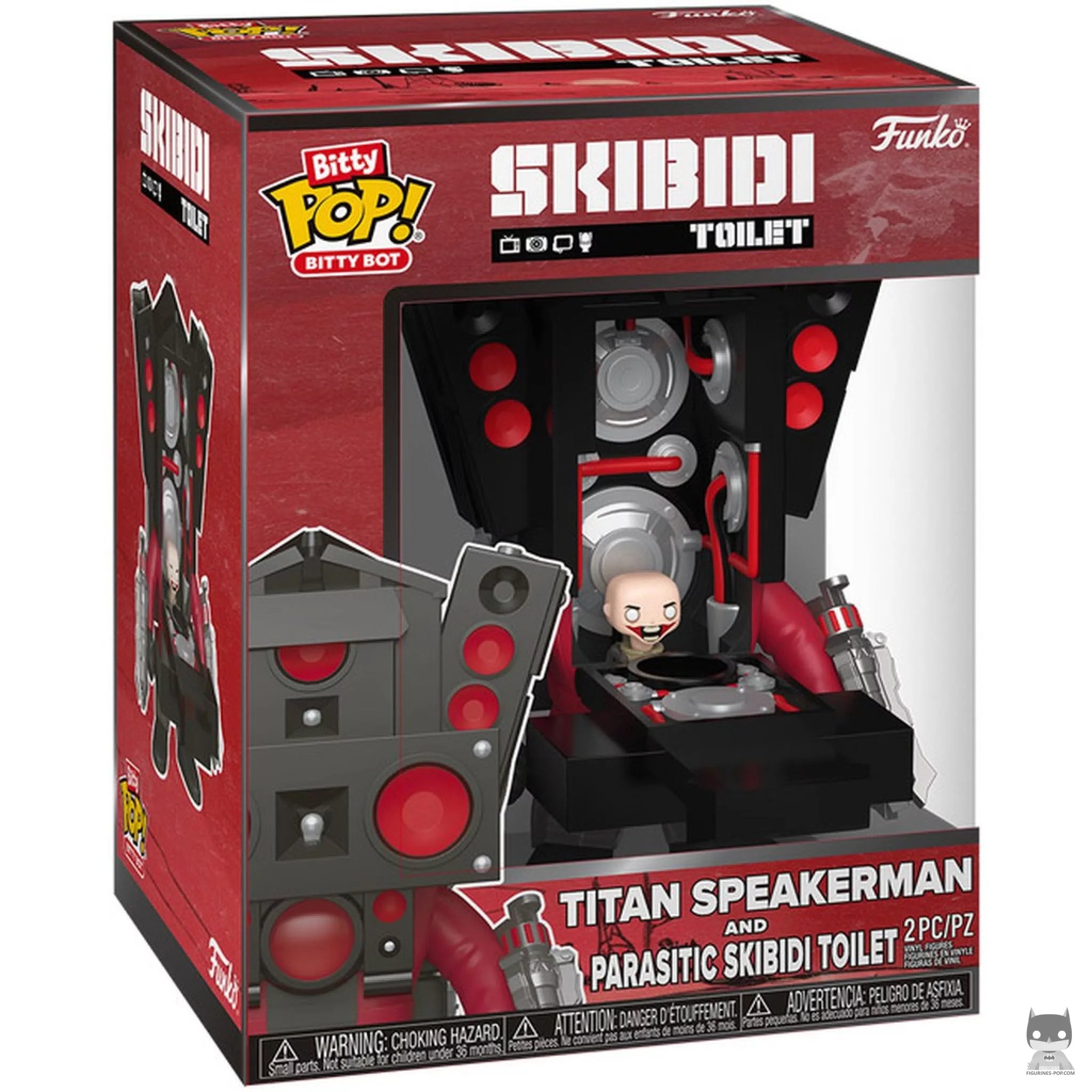 Figura Funko Pop! Titan Speakerman y Parasitic Skibidi Toilet en su caja