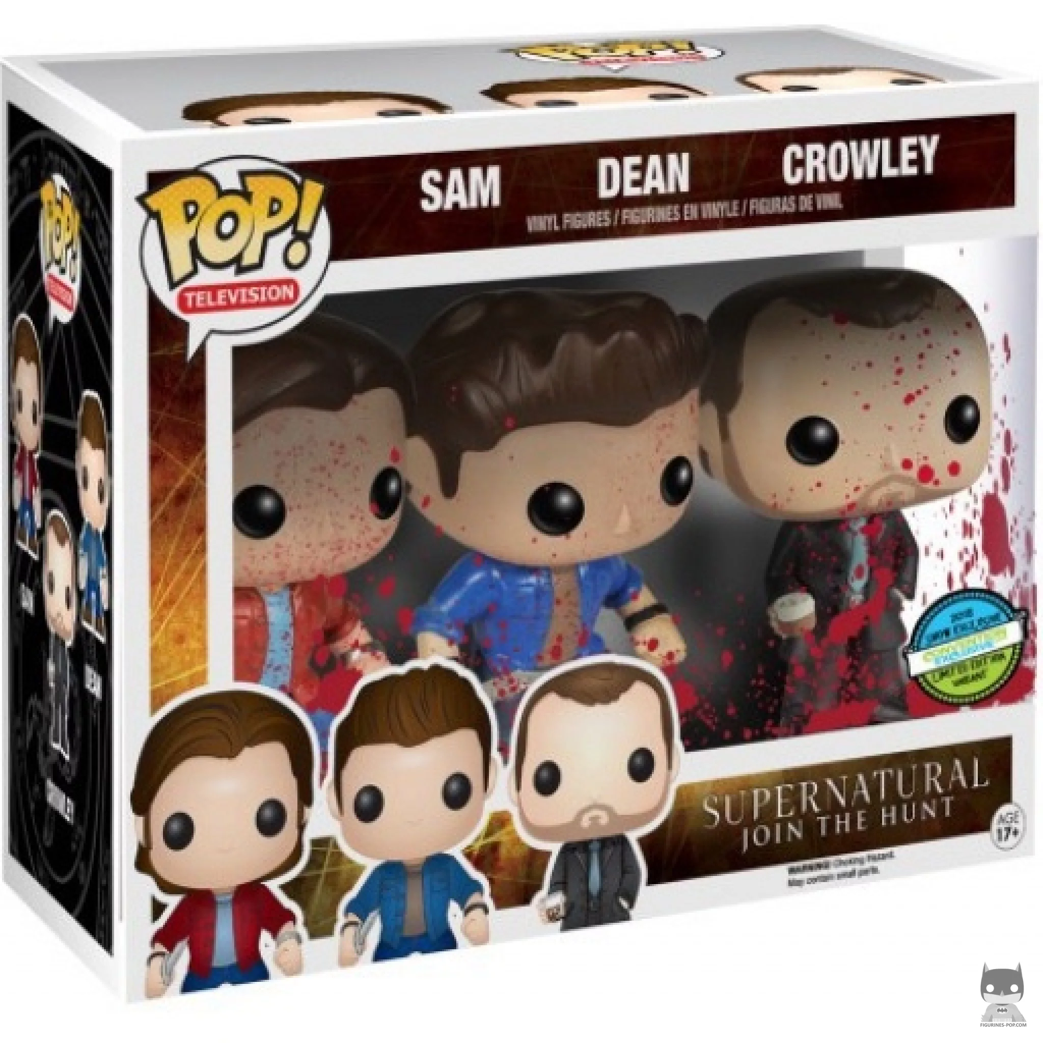 Figura Funko Pop! Sam, Dean & Crowley en su caja