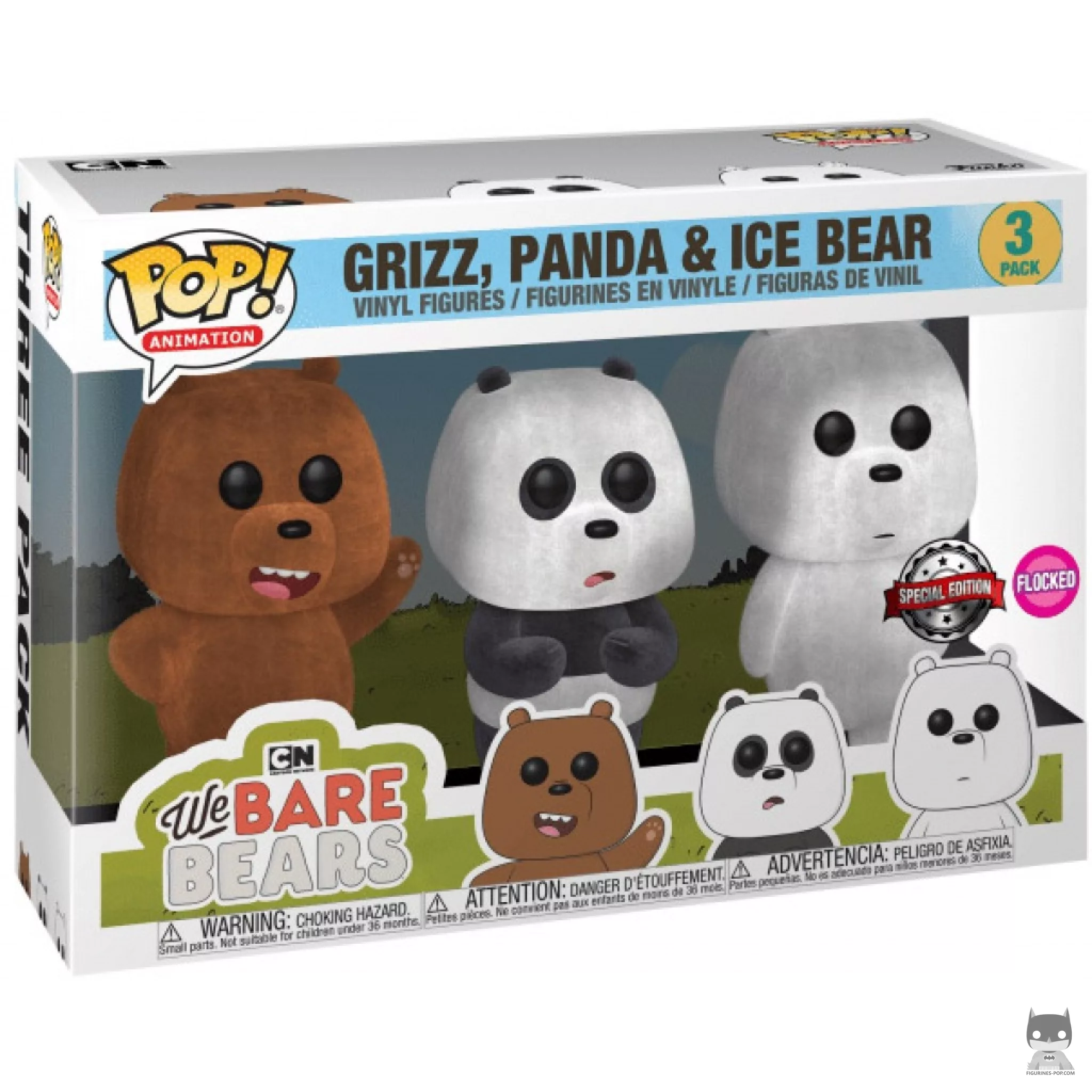 Figura Funko Pop! Pardo, Panda & Polar (Flocado) en su caja