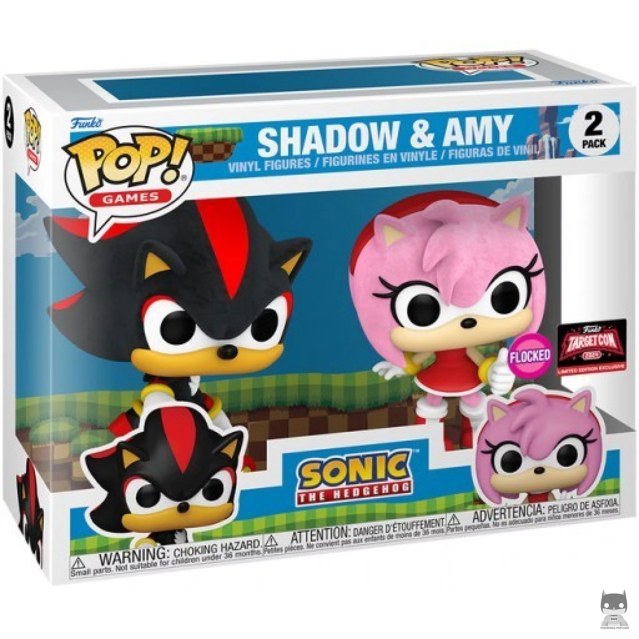 Figura Funko Pop! Shadow & Amy (Flocado) en su caja