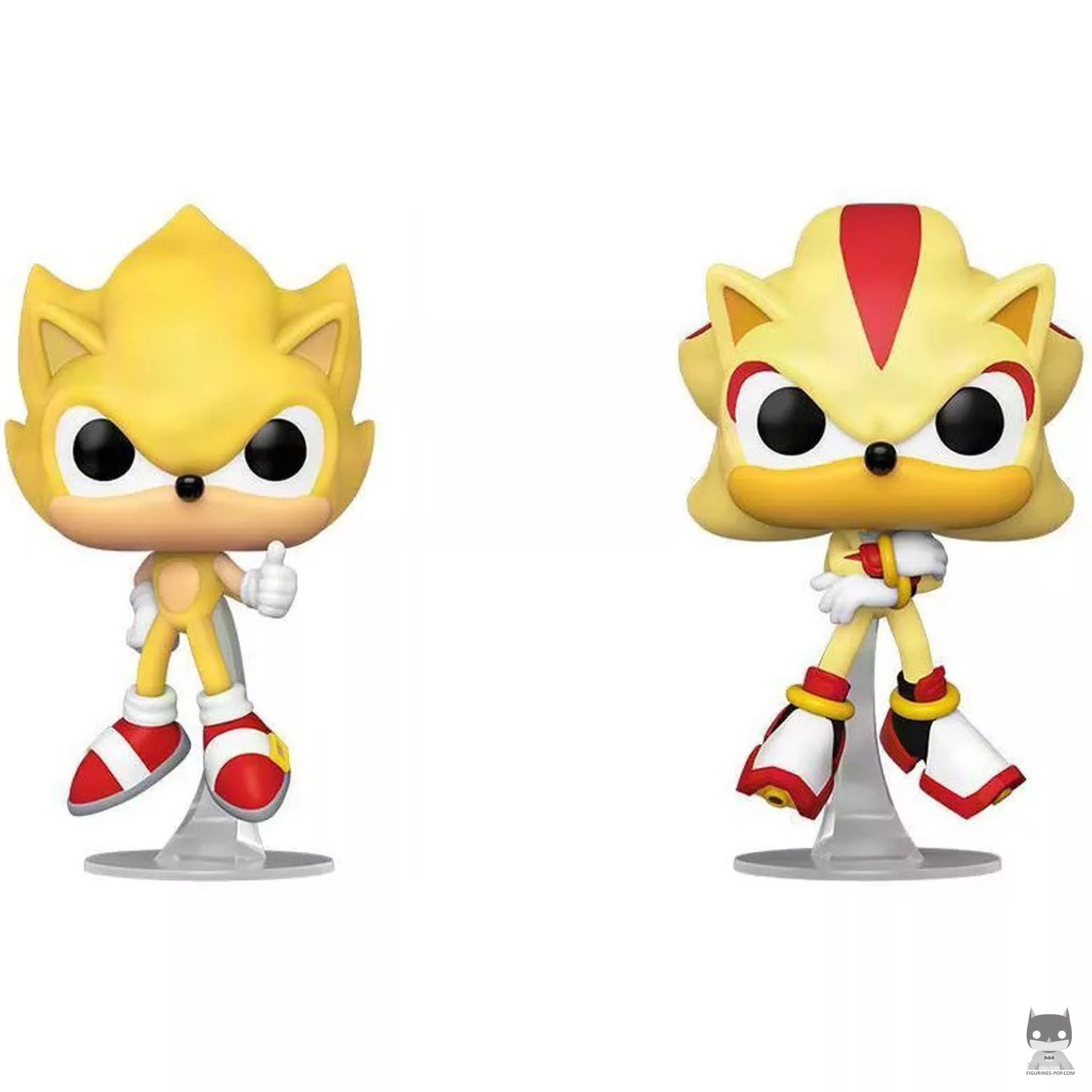 Figura Funko Pop! Super Sonic & Super Shadow (Flocado) en su caja