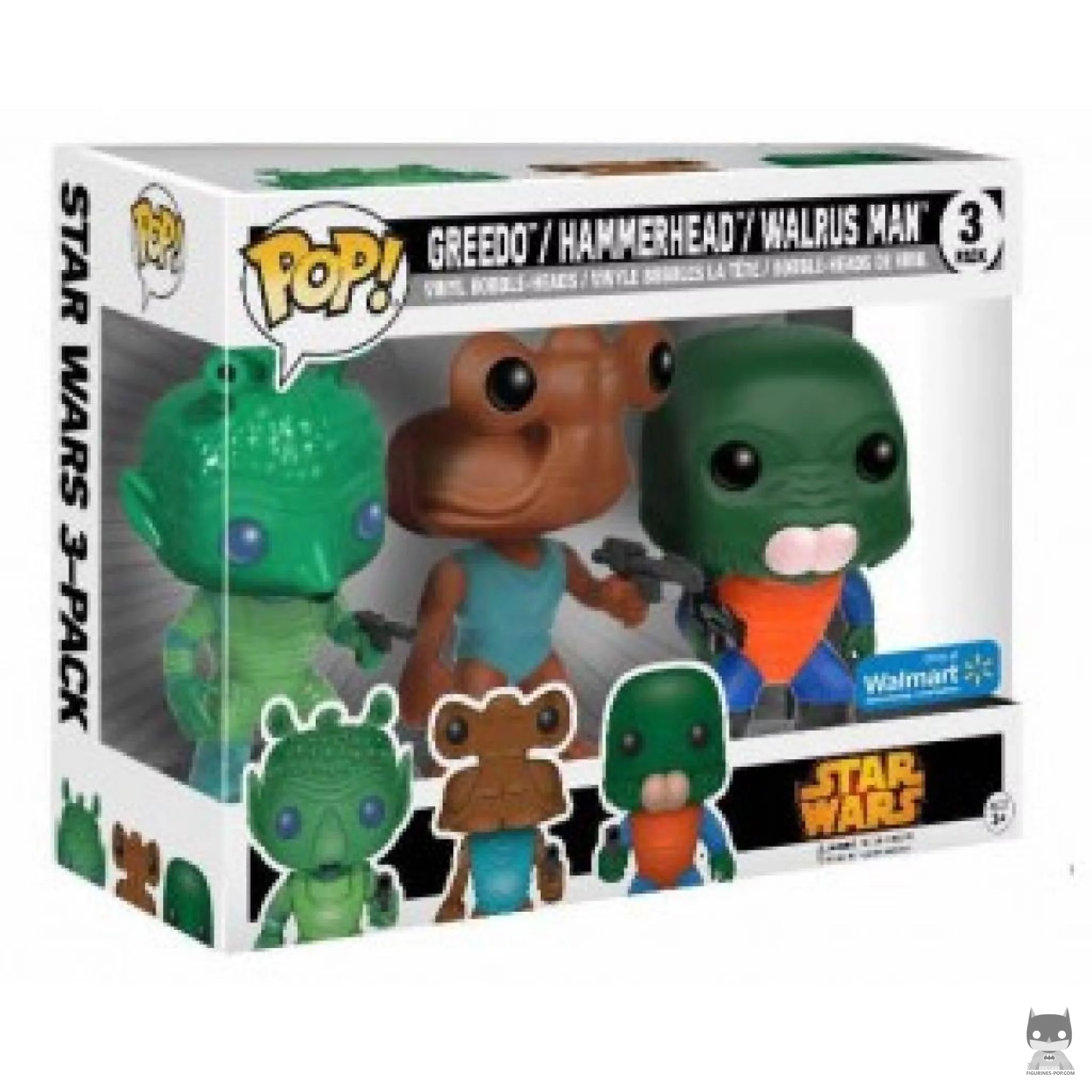 Figura Funko Pop! Greedo, Hammerhead & Walrus Man en su caja