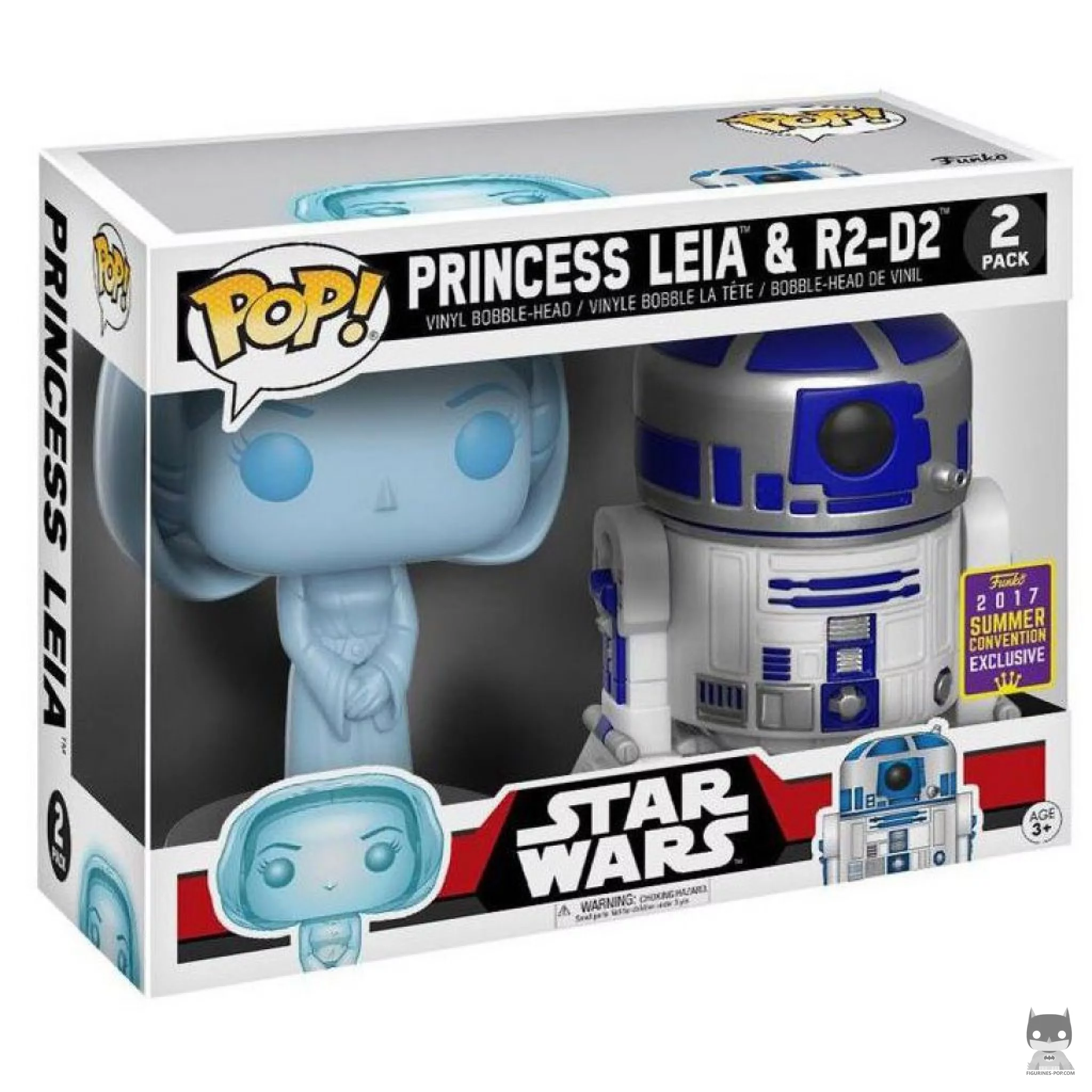 Figura Funko Pop! Princesa Leia holográfica & R2-D2 en su caja
