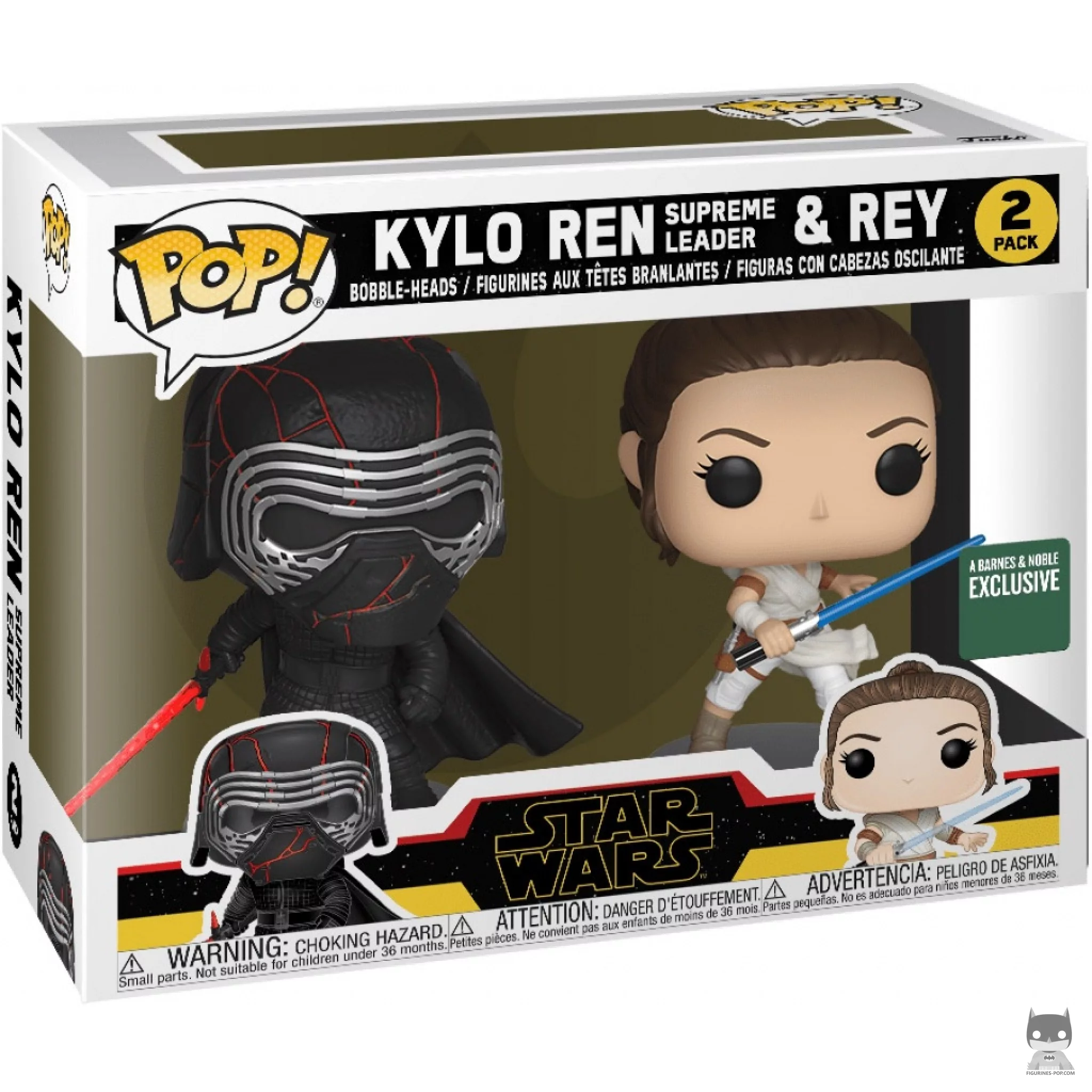 Figura Funko Pop! Líder Supremo Kylo Ren & Rey en su caja