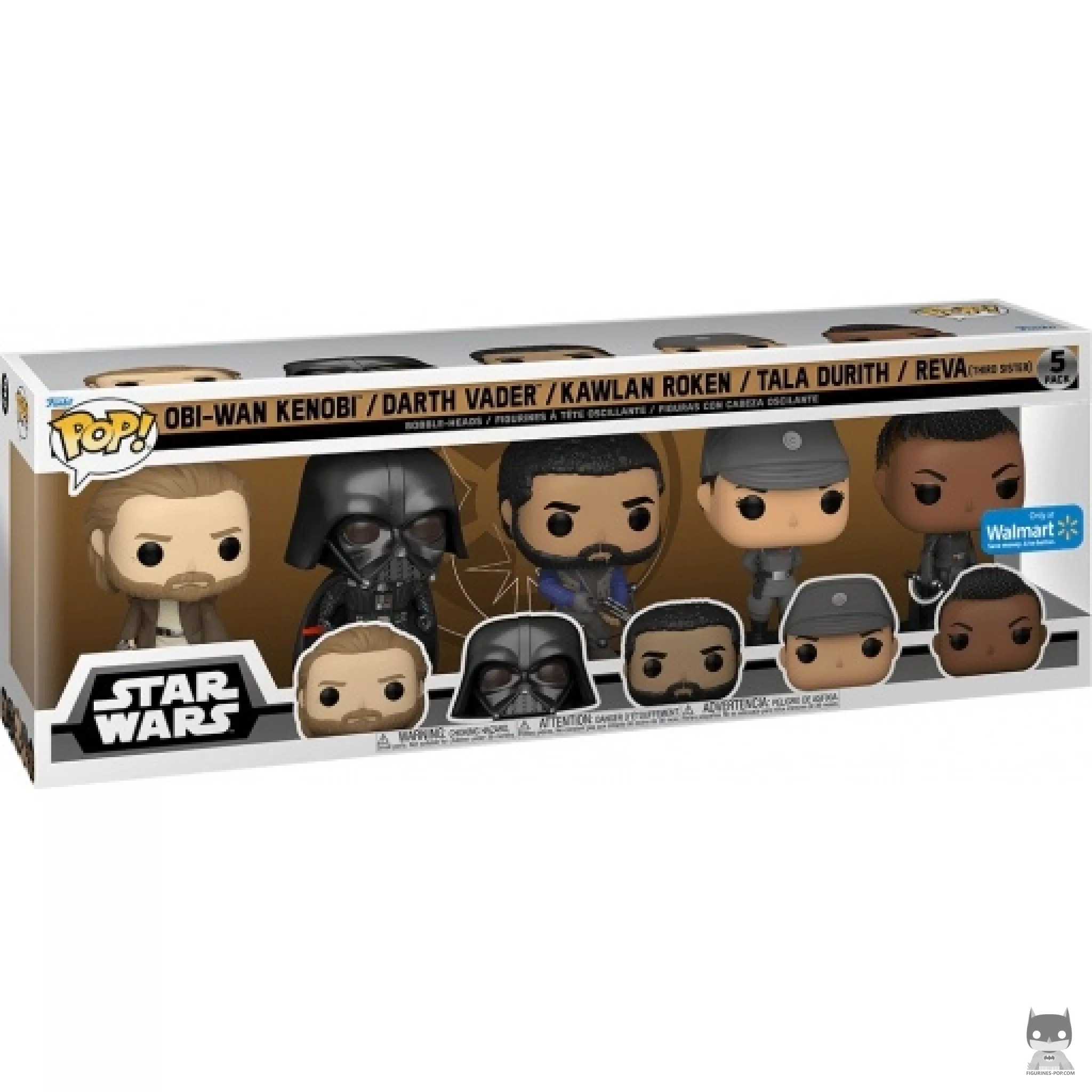 Figura Funko Pop! Obi-Wan Kenobi, Darth Vader, Kawlan Roken, Tala Durith & Reva (Tercera Hermana) en su caja