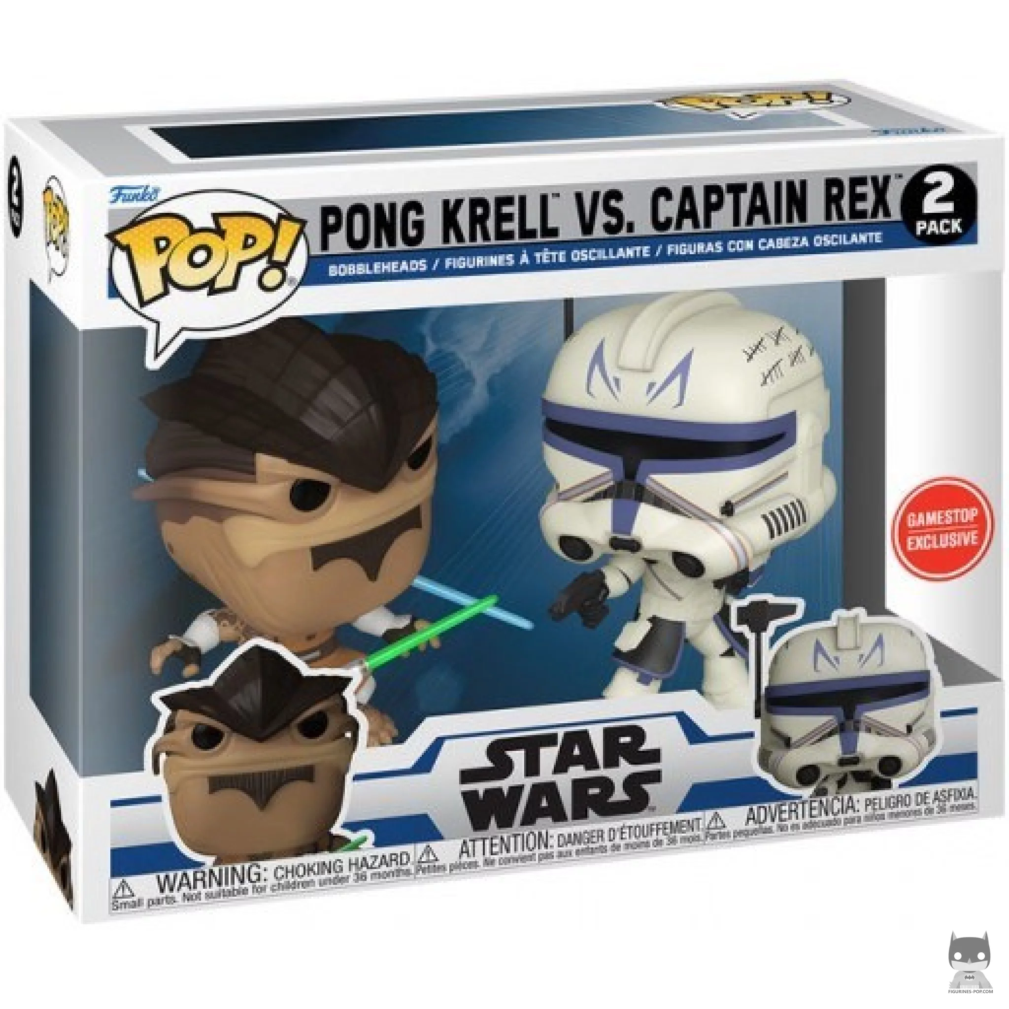 Figura Funko Pop! Pong Krell vs Capitán Rex en su caja