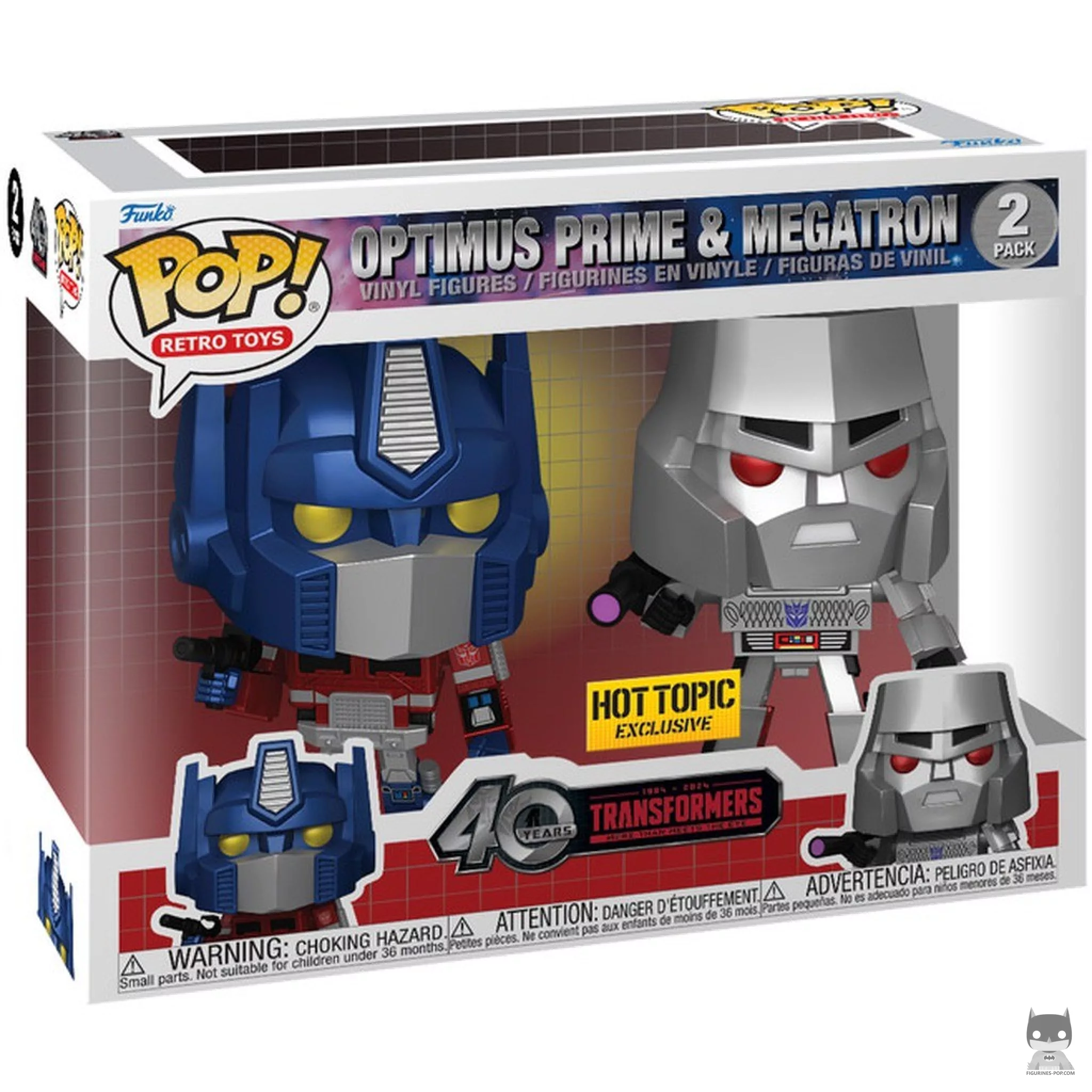 Figura Funko Pop! Optimus Prime & Megatron (Metalizado) en su caja