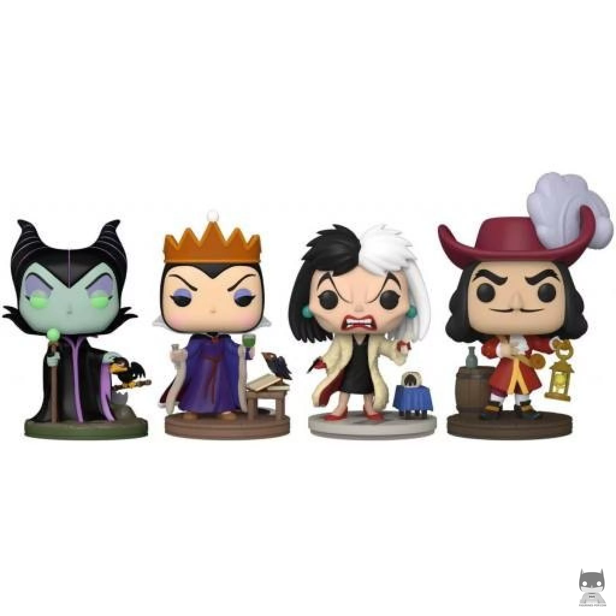 Figura Funko Pop! Maléfica, Reina Malvada, Cruella de Vil & Capitán Garfio (Villanos Disney)
