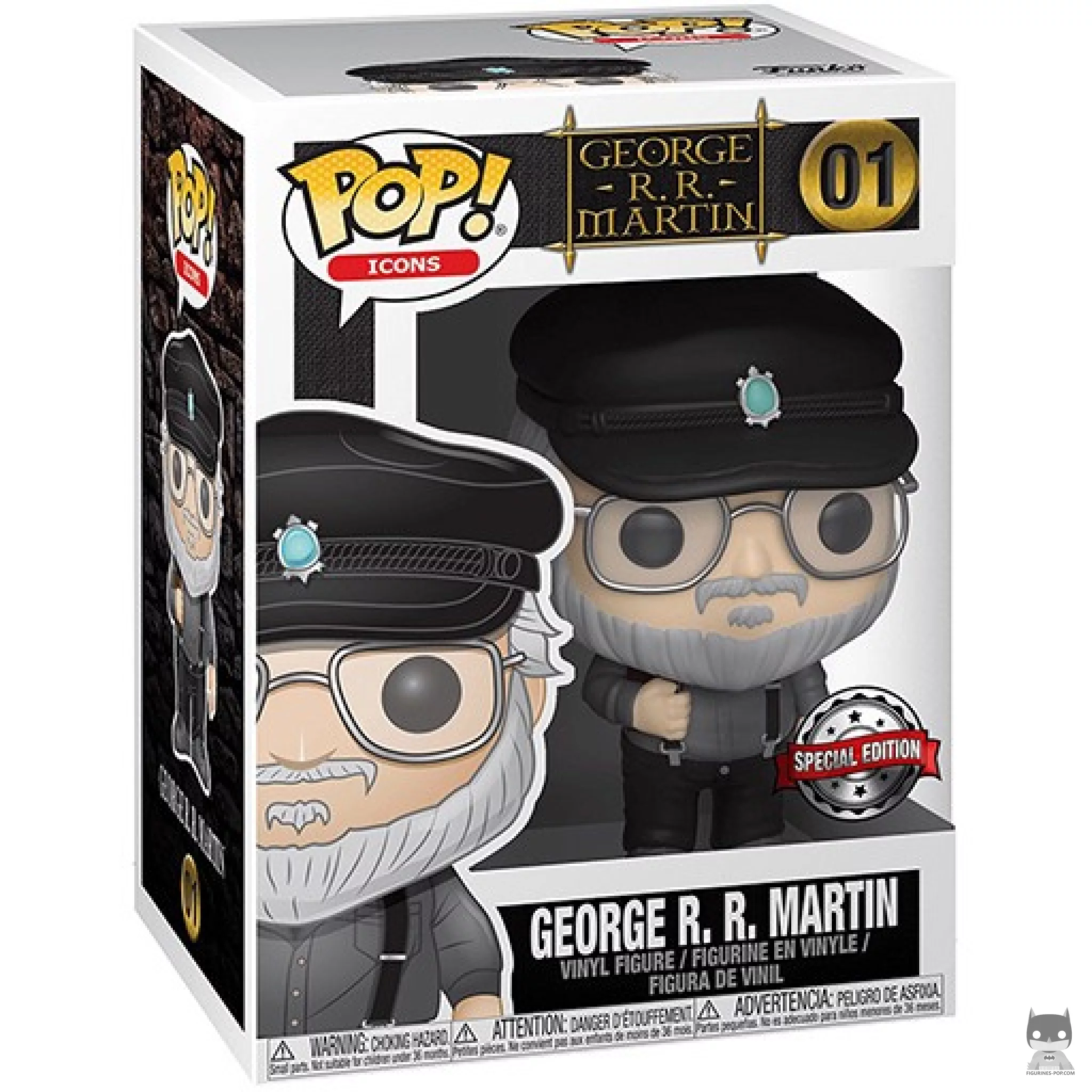Figura Funko Pop! George R.R. Martin en su caja