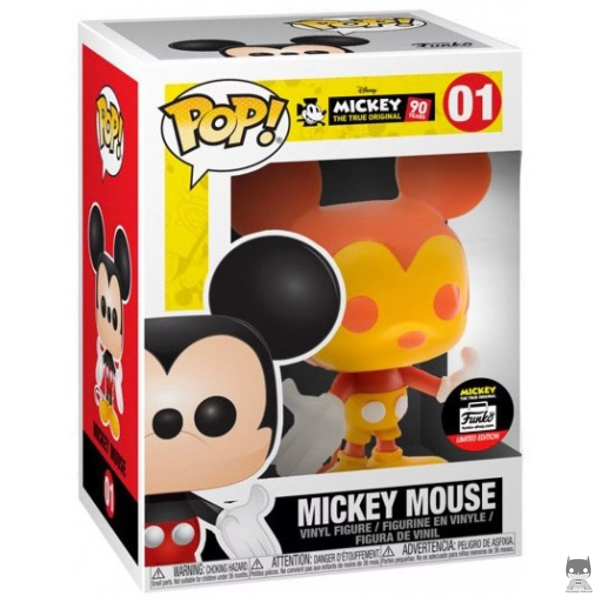 Figura Funko Pop! Mickey Mouse (Naranja y amarillo) en su caja