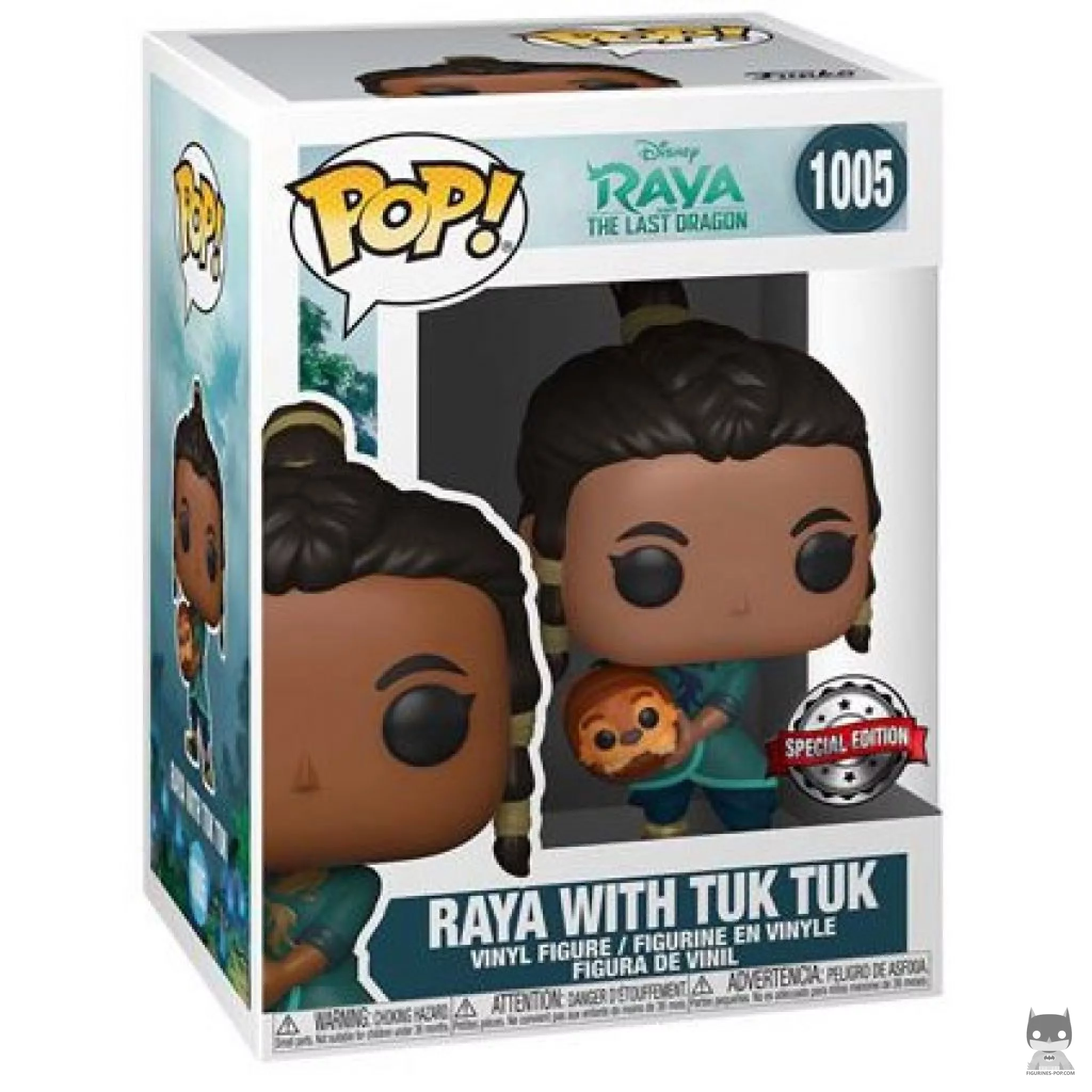 Figura Funko Pop! Raya con Tuk Tuk en su caja