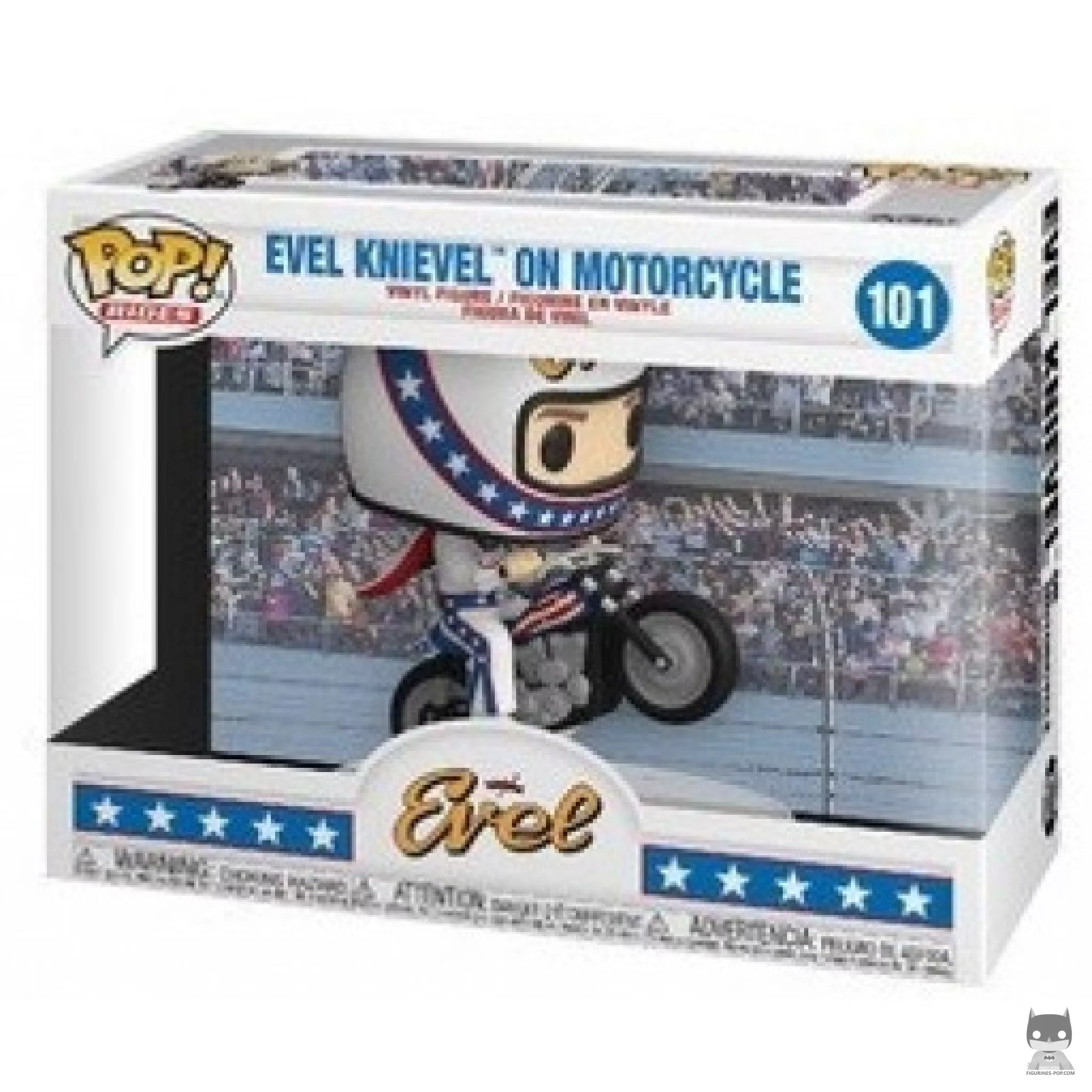 Figura Funko Pop! Evel Knievel en moto en su caja
