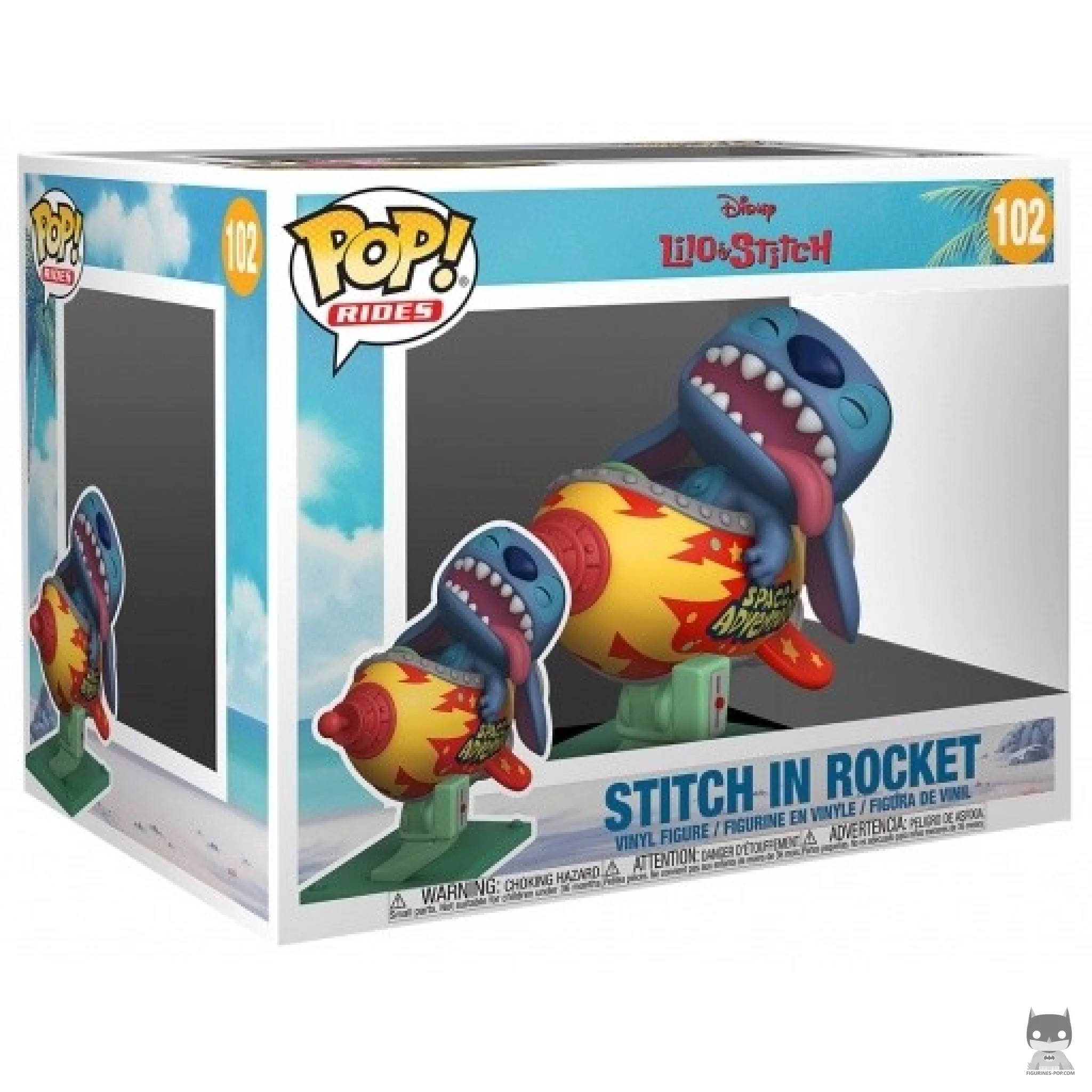Figura Funko Pop! Stitch en el cohete en su caja