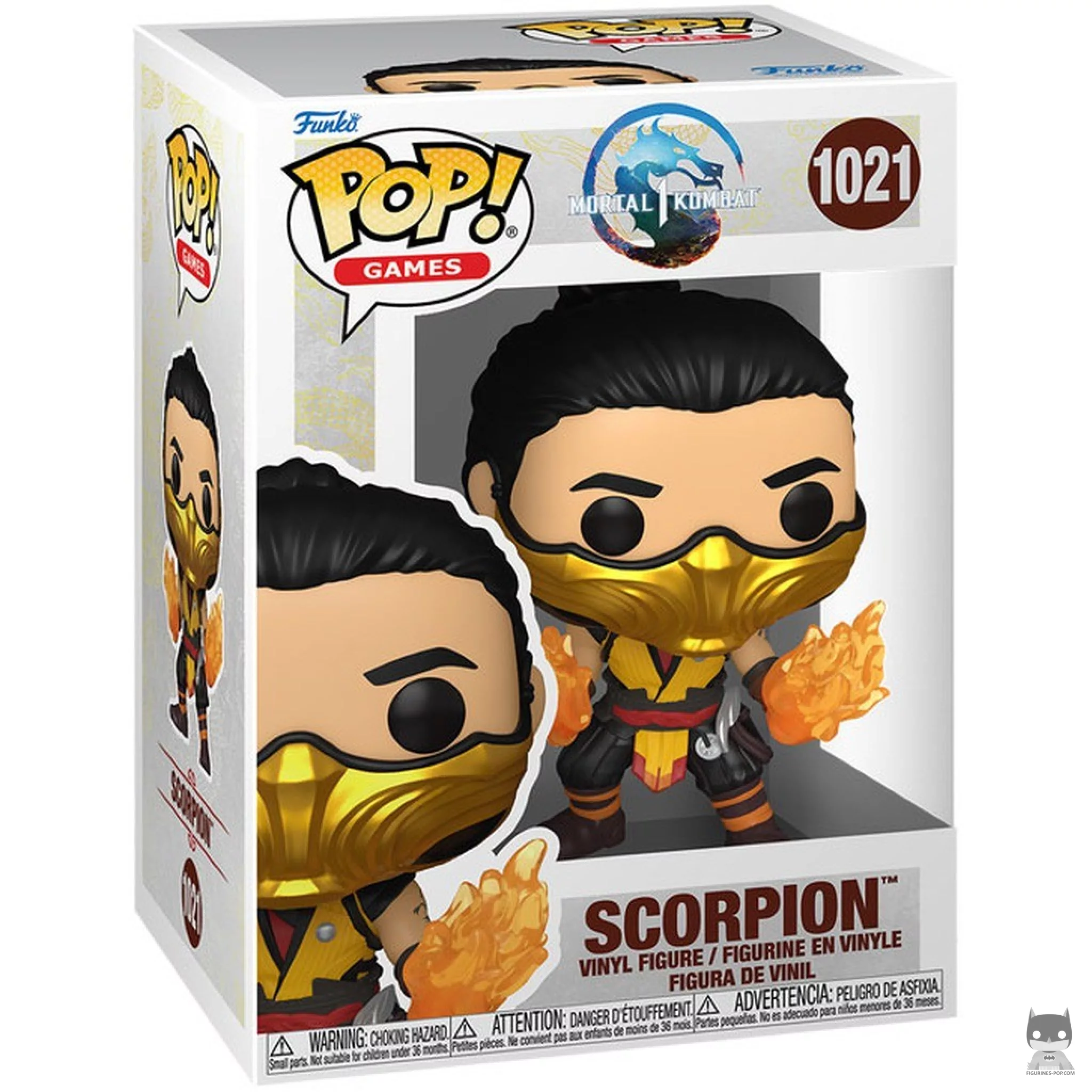 Figura Funko Pop! Scorpion (Mortal Kombat 1) en su caja