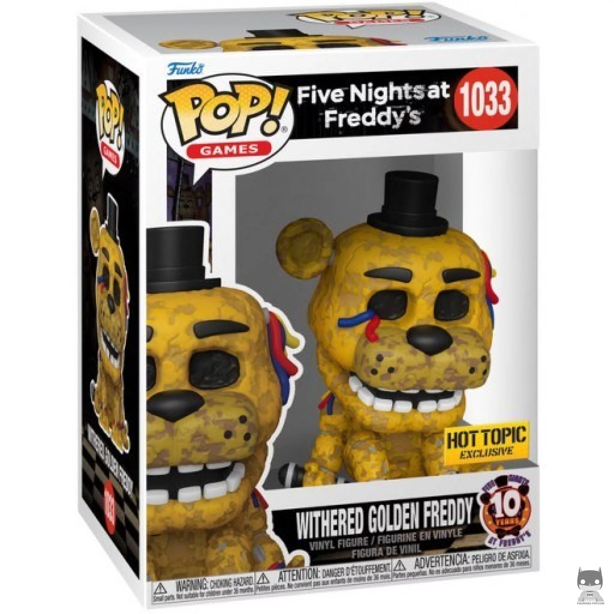 Figura Funko Pop! Withered Golden Freddy (10.º aniversario) en su caja