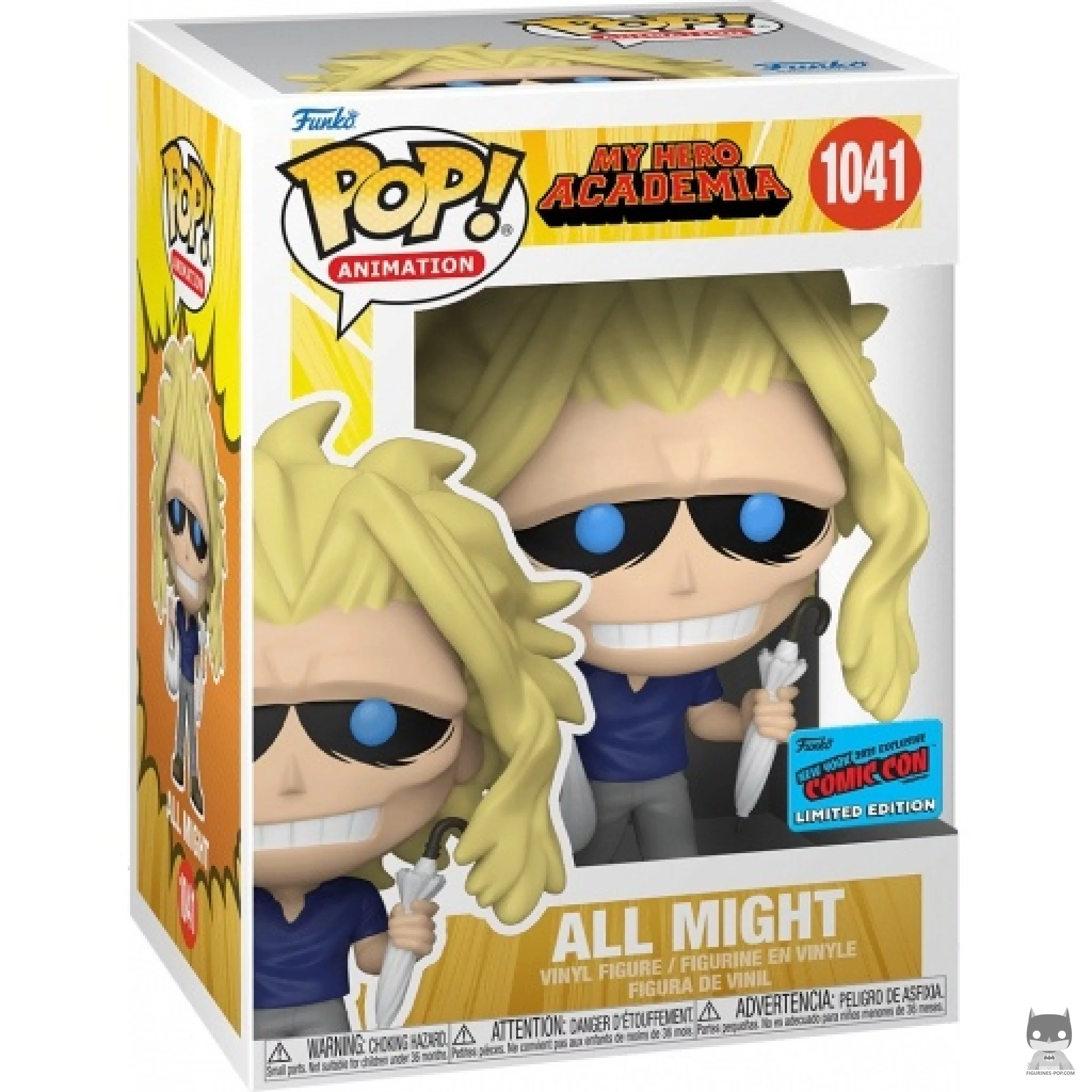 Figura Funko Pop! All Might con paraguas en su caja