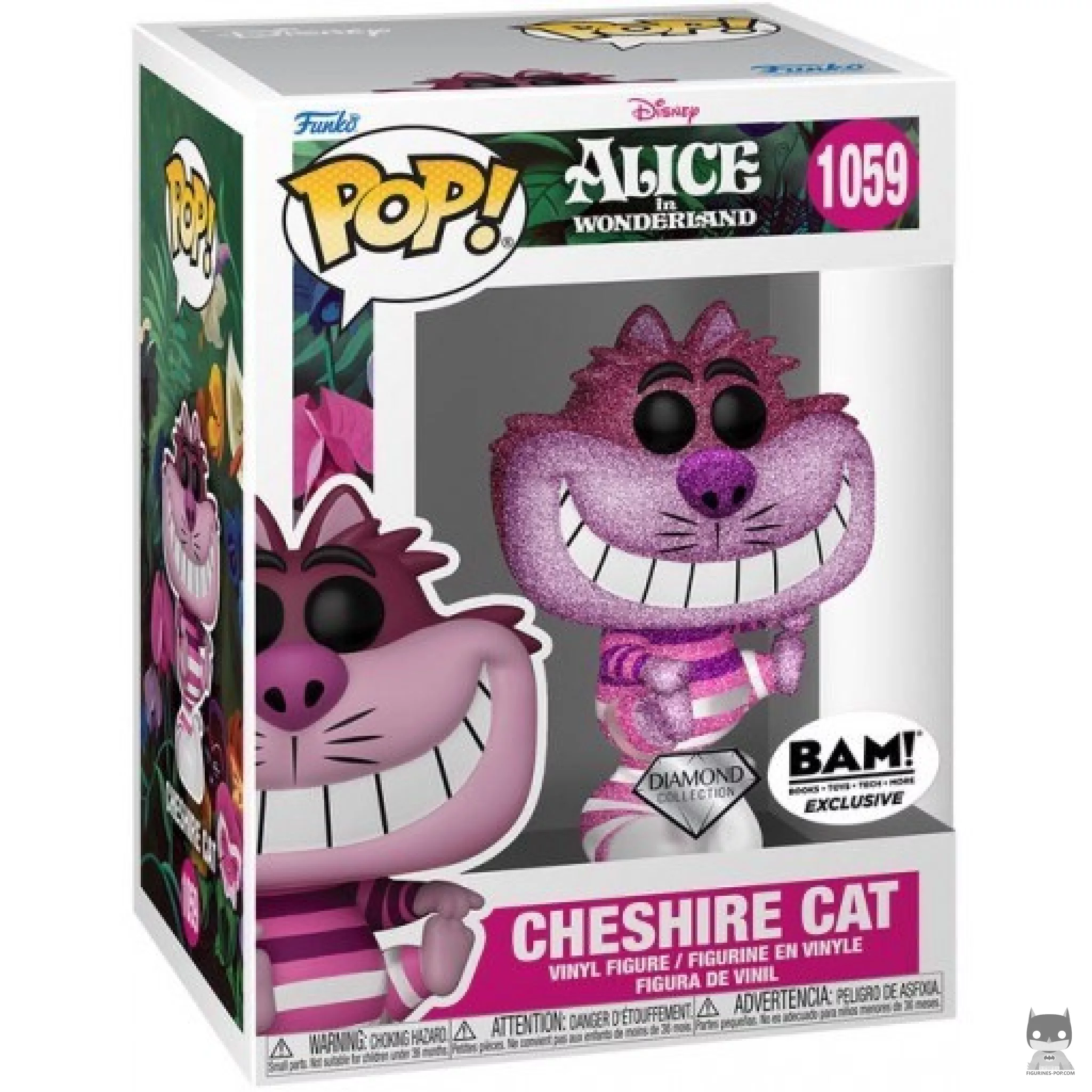 Figura Funko Pop! Gato de Cheshire (Purpurina de diamante) en su caja