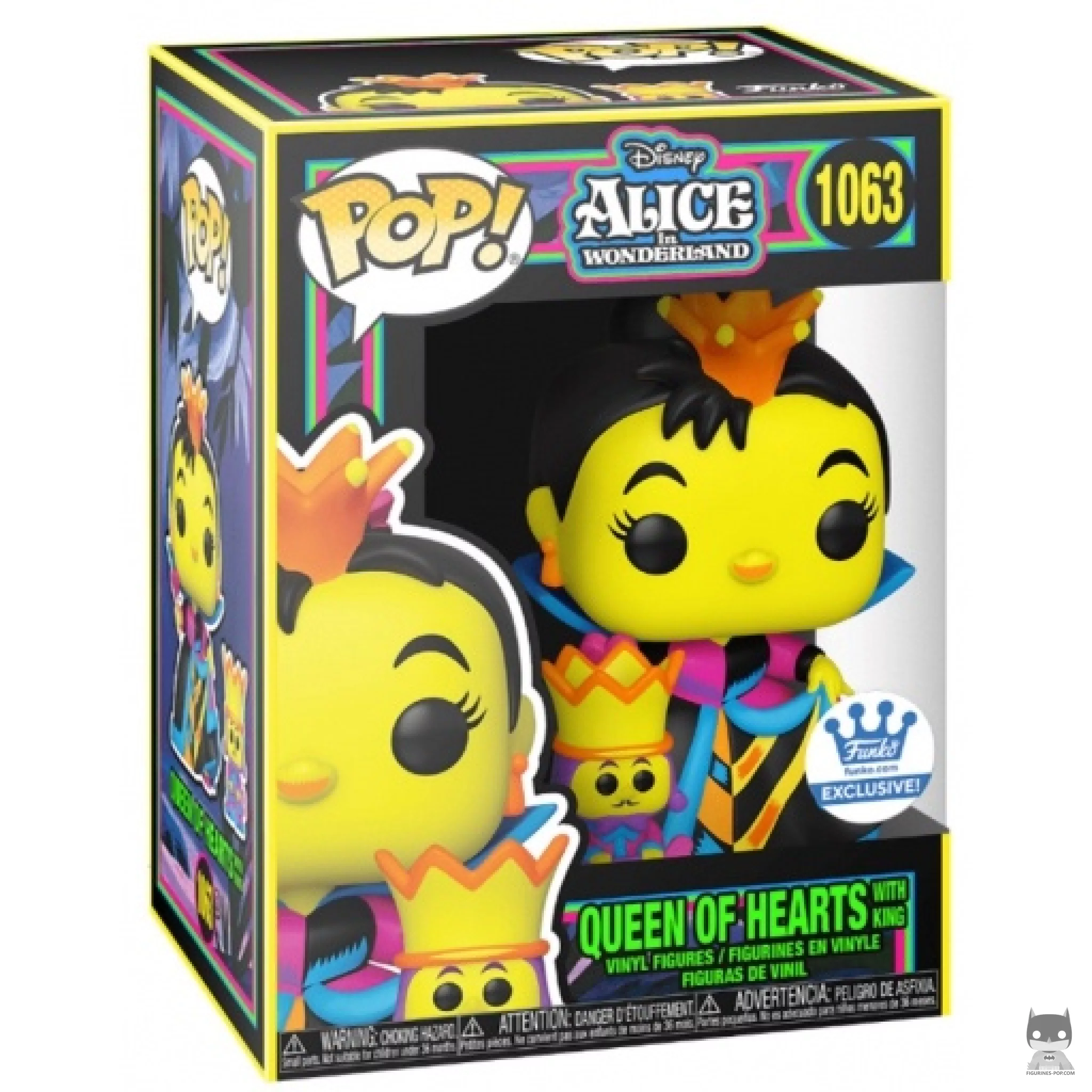 Figura Funko Pop! Reina de Corazones con King (Luz negra) en su caja
