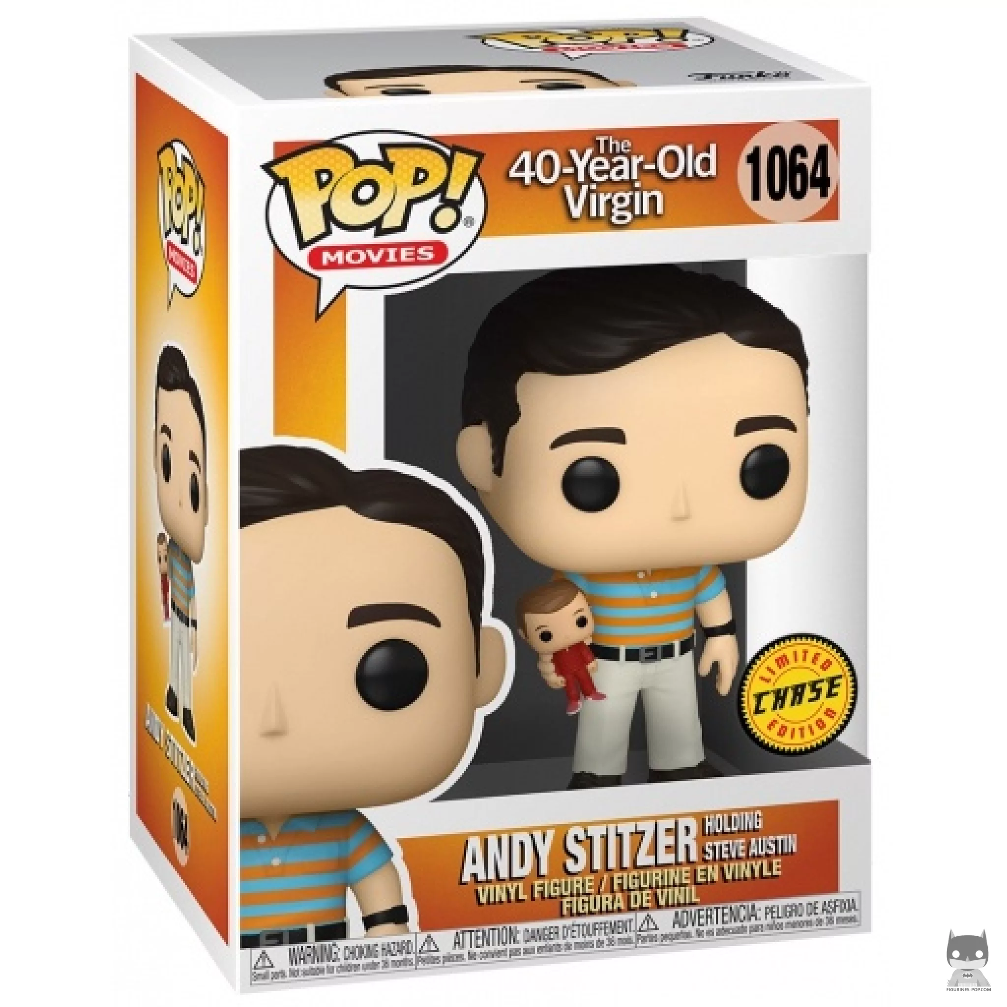 Figura Funko Pop! Andy sujetando a Steve Austin (Chase) en su caja