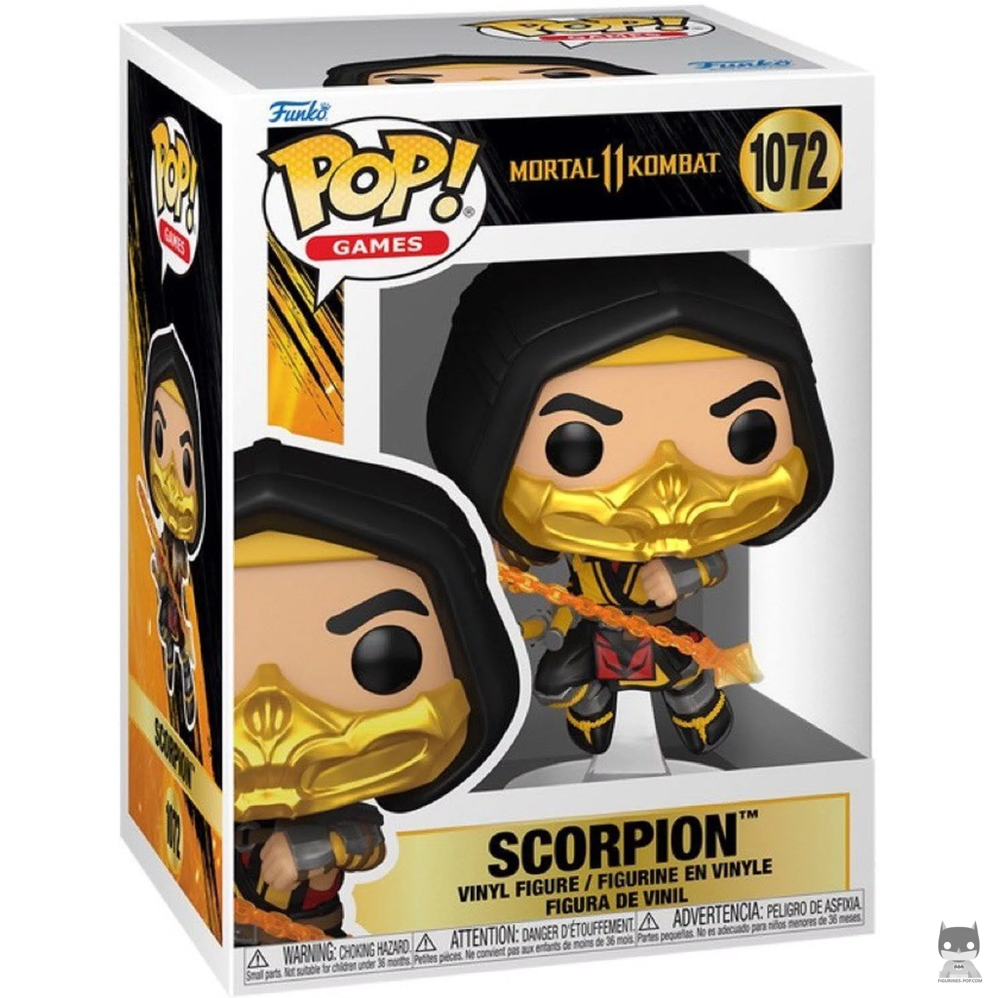 Figura Funko Pop! Scorpion (Mortal Kombat 11) en su caja