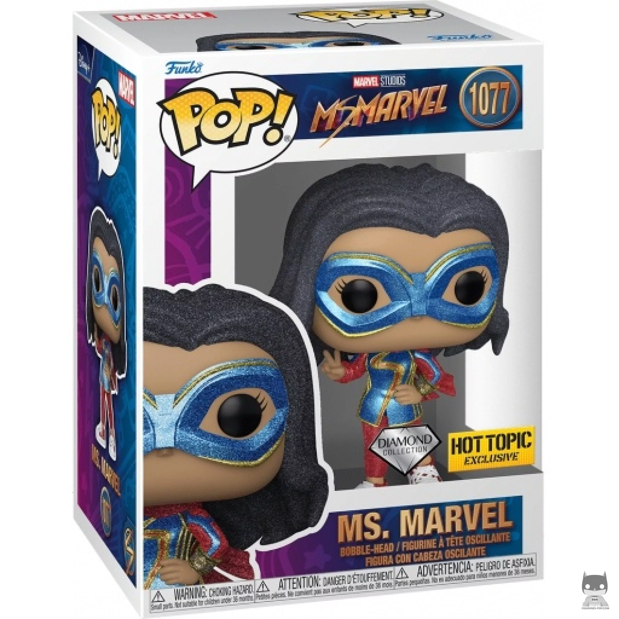 Figura Funko Pop! Ms. Marvel (Purpurina de diamante) en su caja