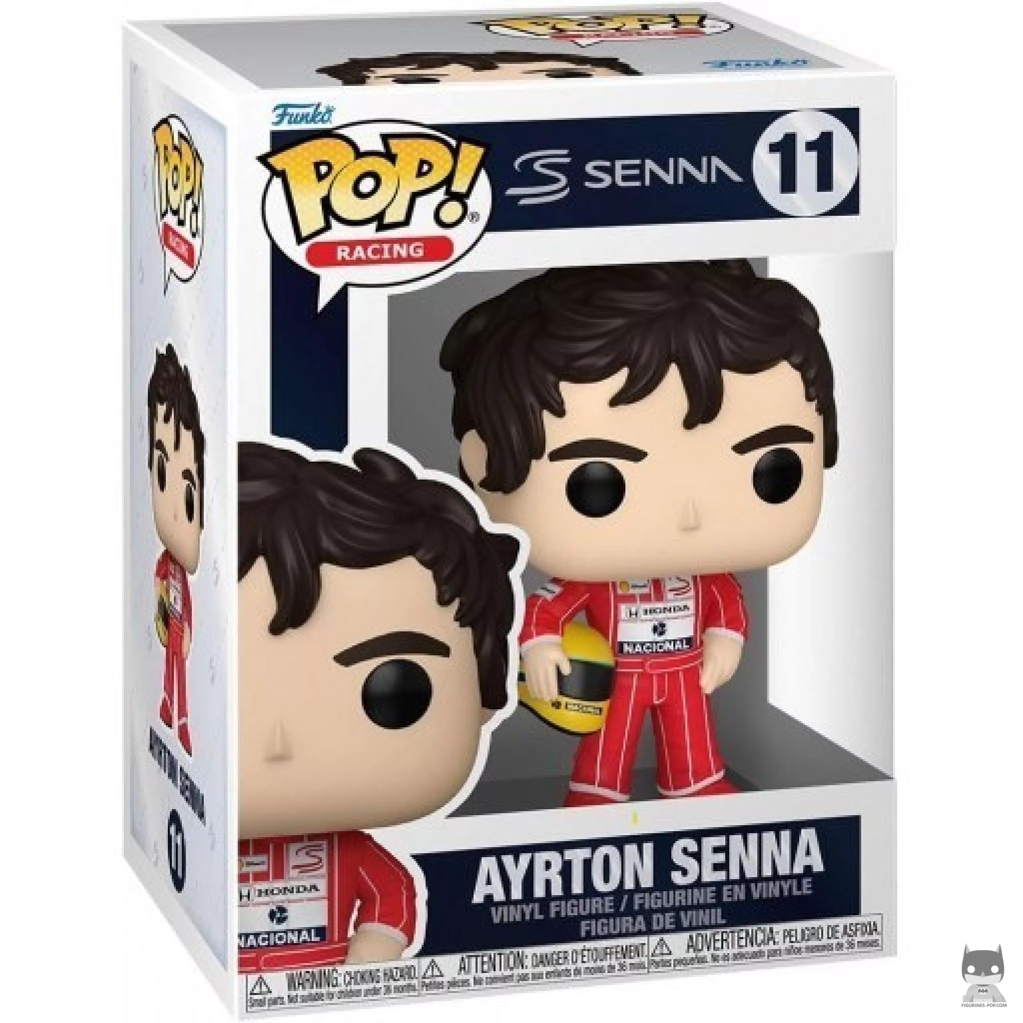 Figura Funko Pop! Ayrton Senna (Mono de McLaren) en su caja