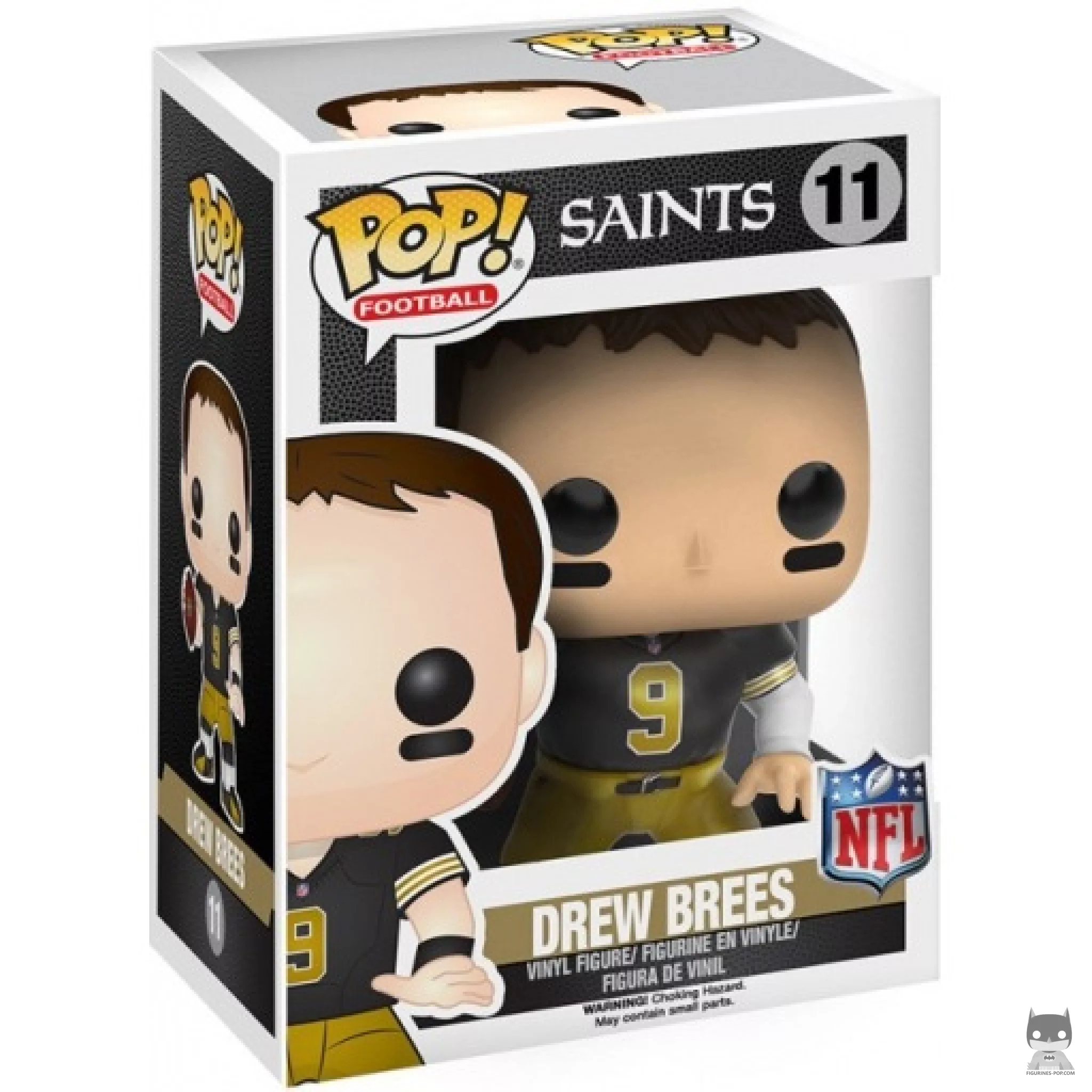 Figura Funko Pop! Drew Brees (Camiseta retro) en su caja