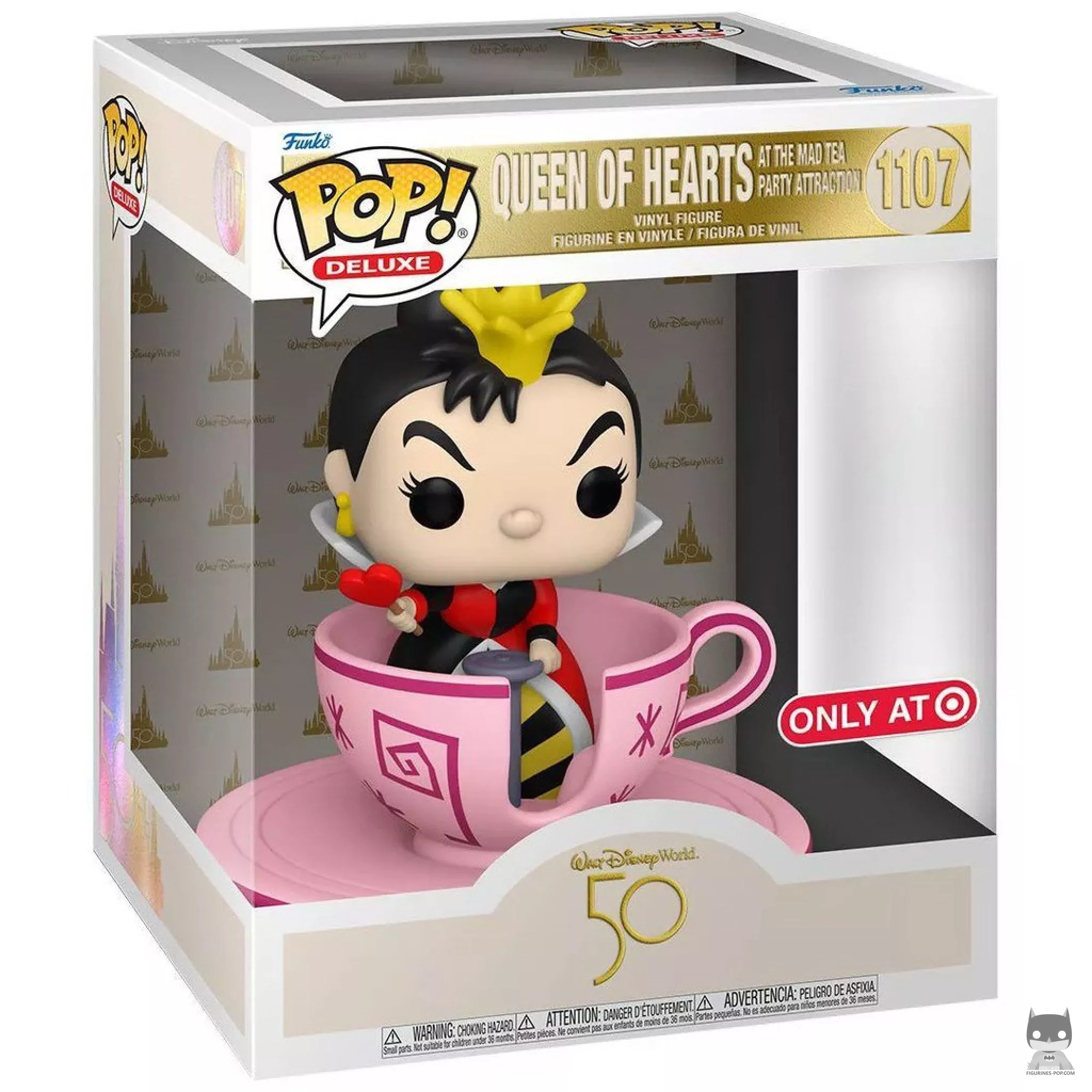 Figura Funko Pop! Reina de Corazones en la atracción Mad Tea Party en su caja