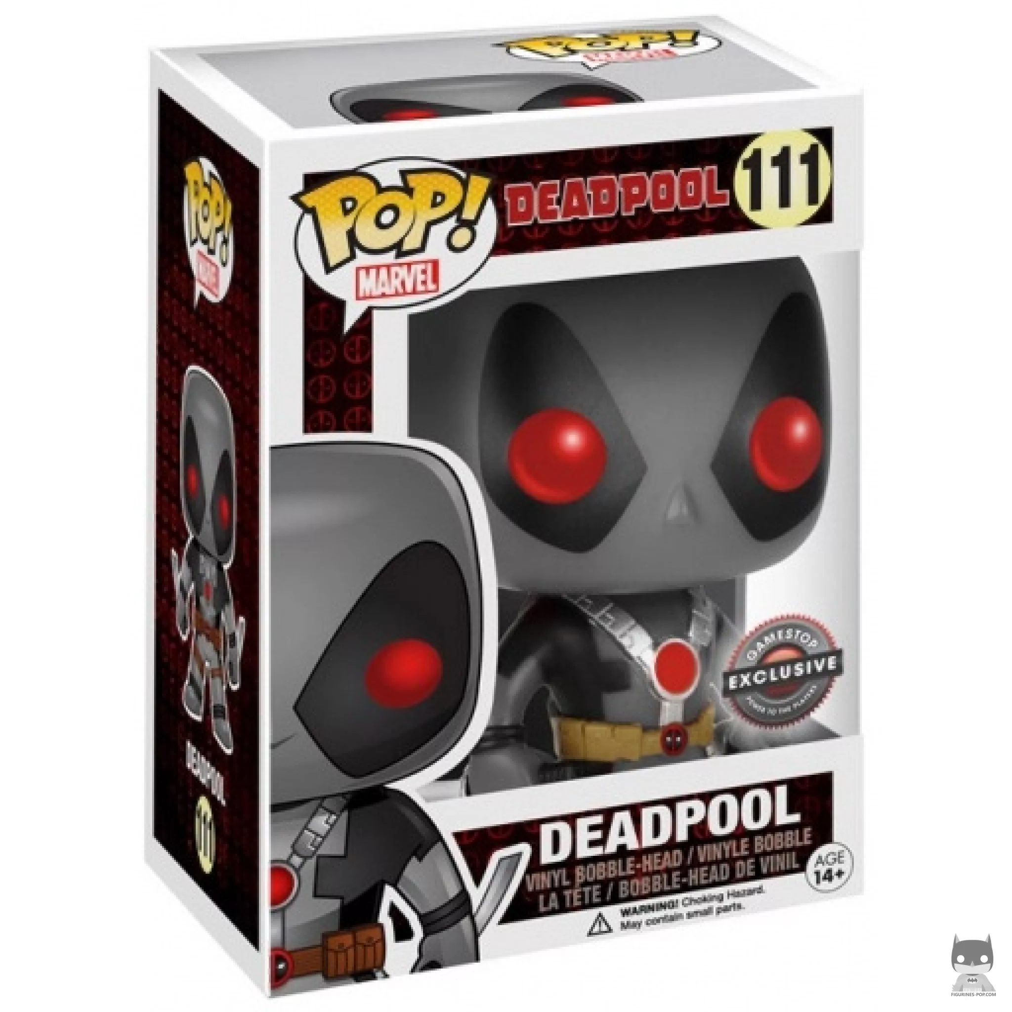 Figura Funko Pop! Deadpool con espadas (Gris) en su caja