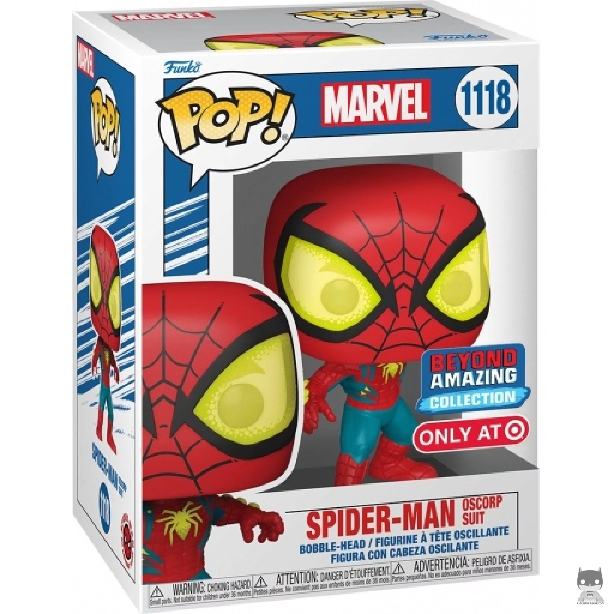 Figura Funko Pop! Spider-Man con traje de Oscorp en su caja