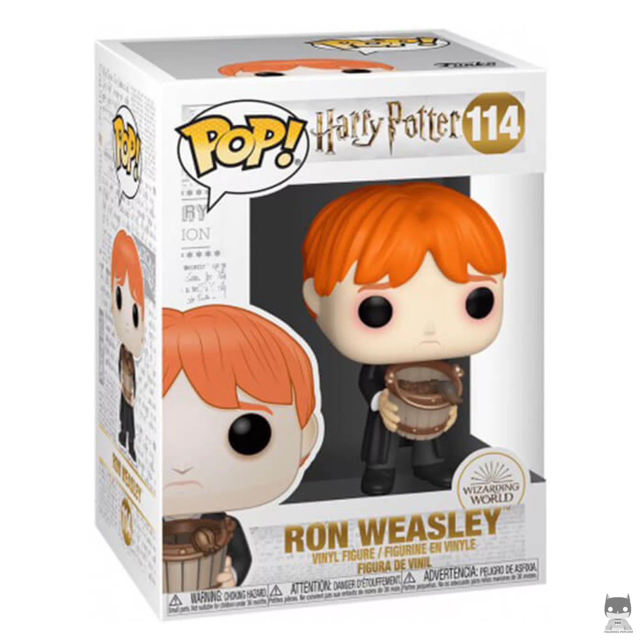 Figura Funko Pop! Ron vomitando babosas con un cubo en su caja