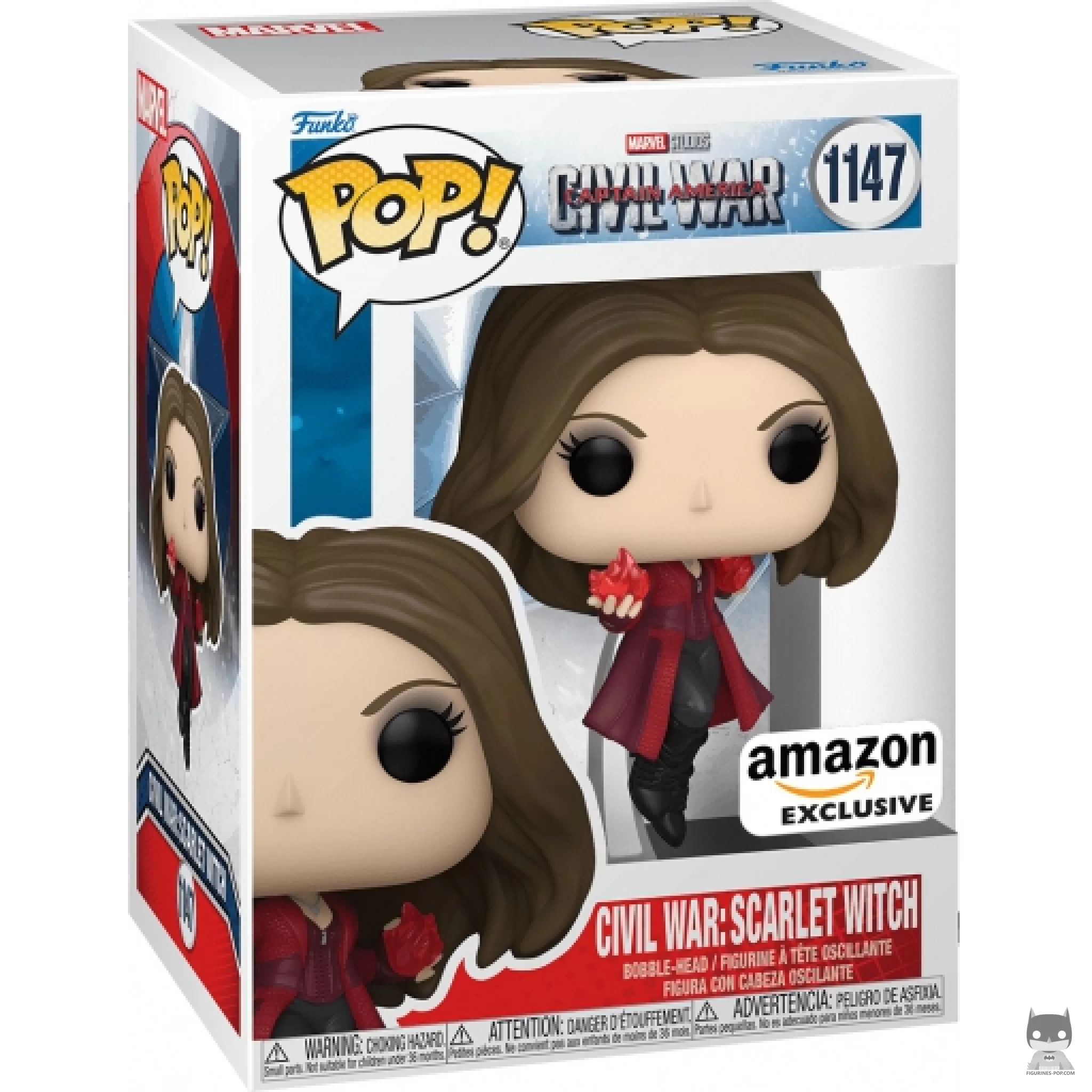 Figura Funko Pop! Civil War: Bruja Escarlata en su caja