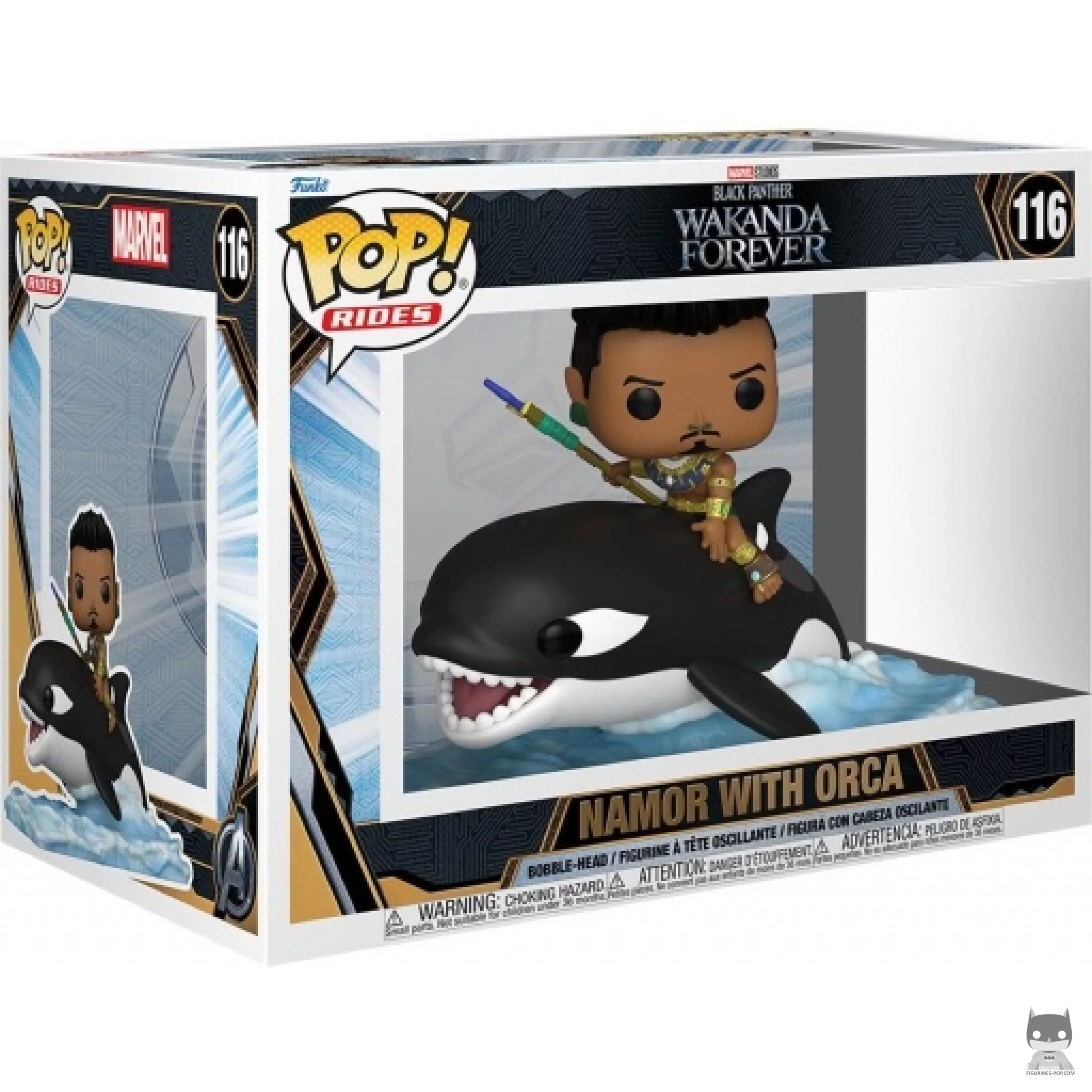 Figura Funko Pop! Namor sobre orca en su caja
