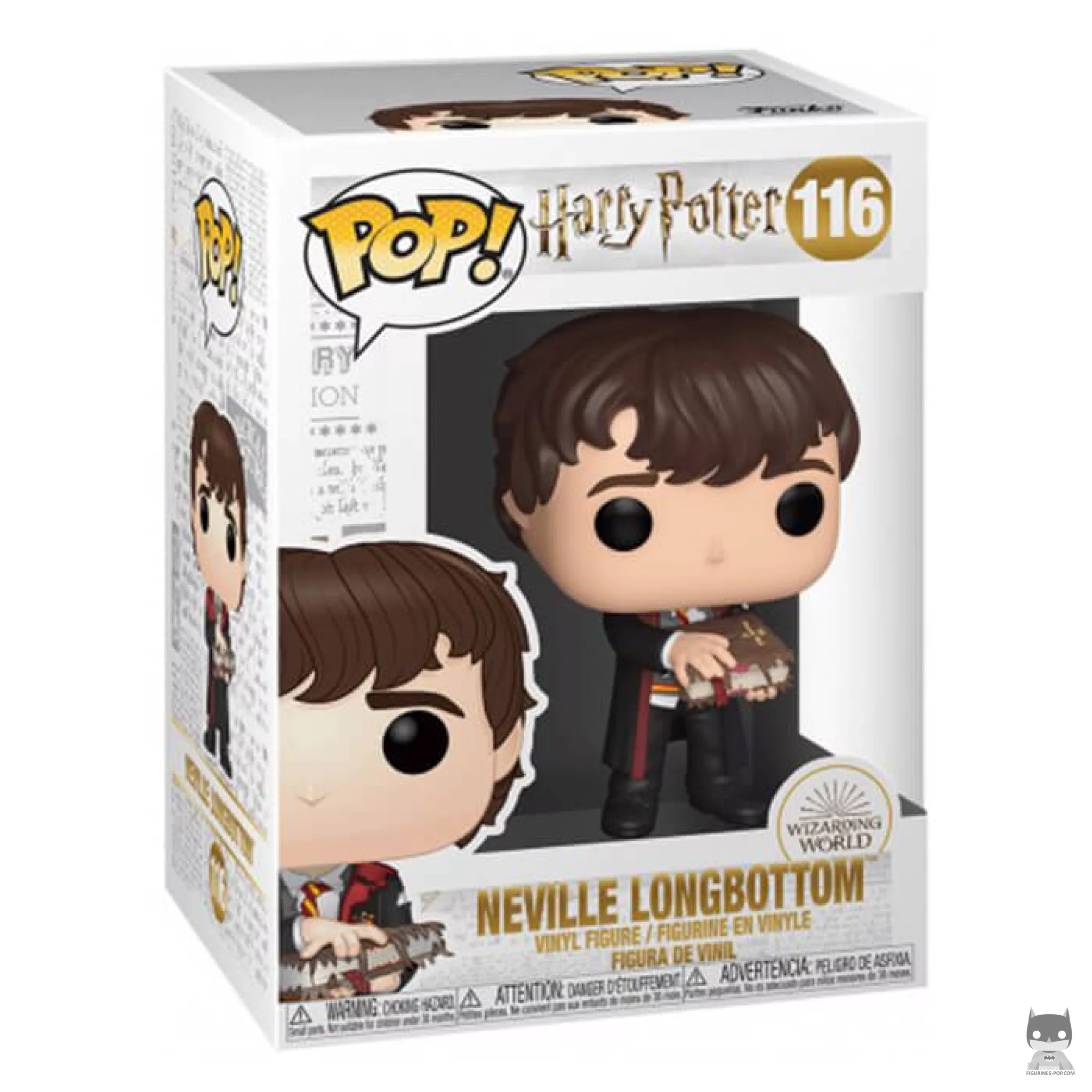 Figura Funko Pop! Neville Longbottom con El monstruoso libro de los monstruos en su caja
