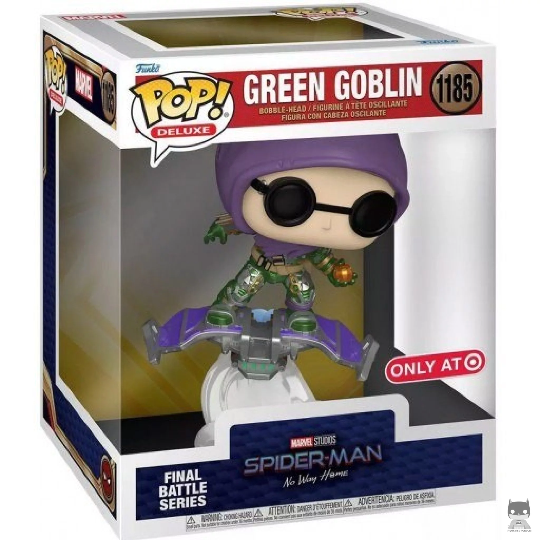 Figura Funko Pop! Serie Batalla final: Duende Verde en su caja