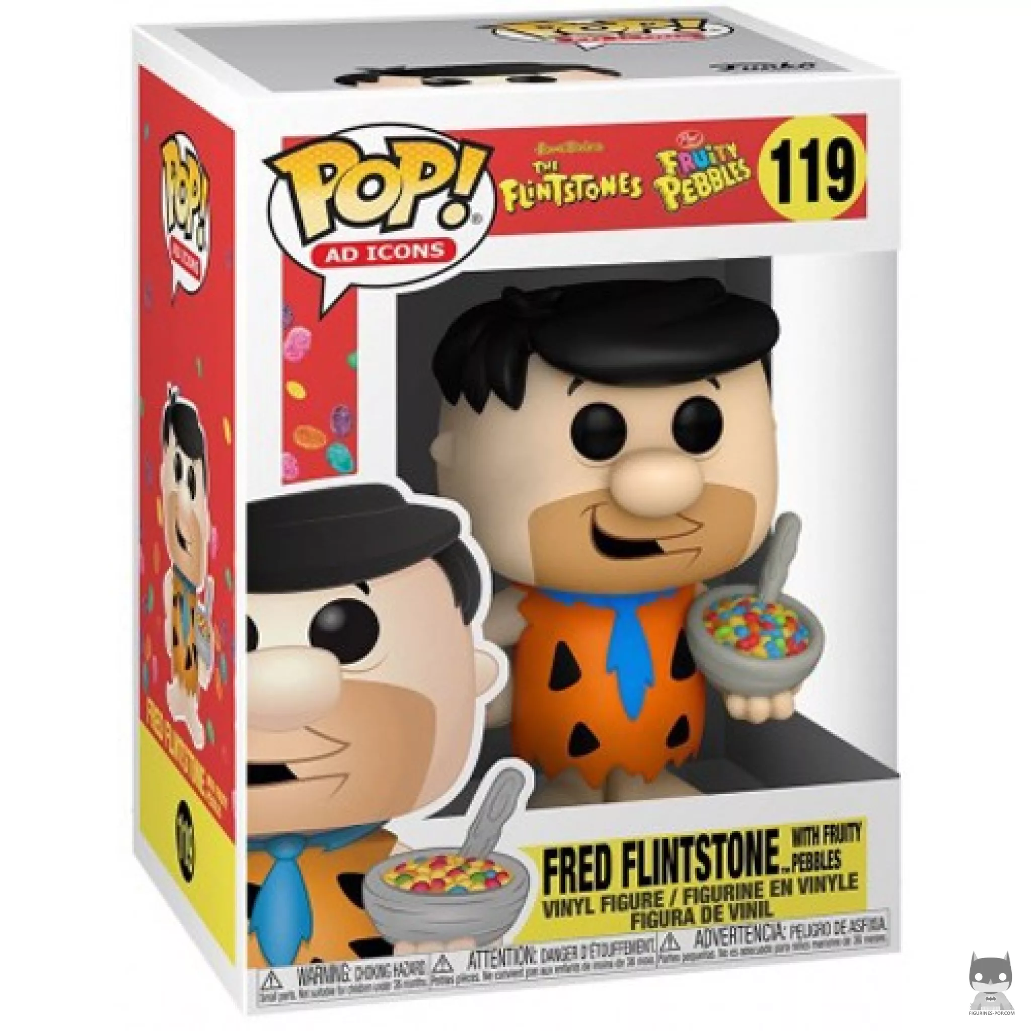 Figura Funko Pop! Pedro Picapiedra con Fruity Pebbles en su caja