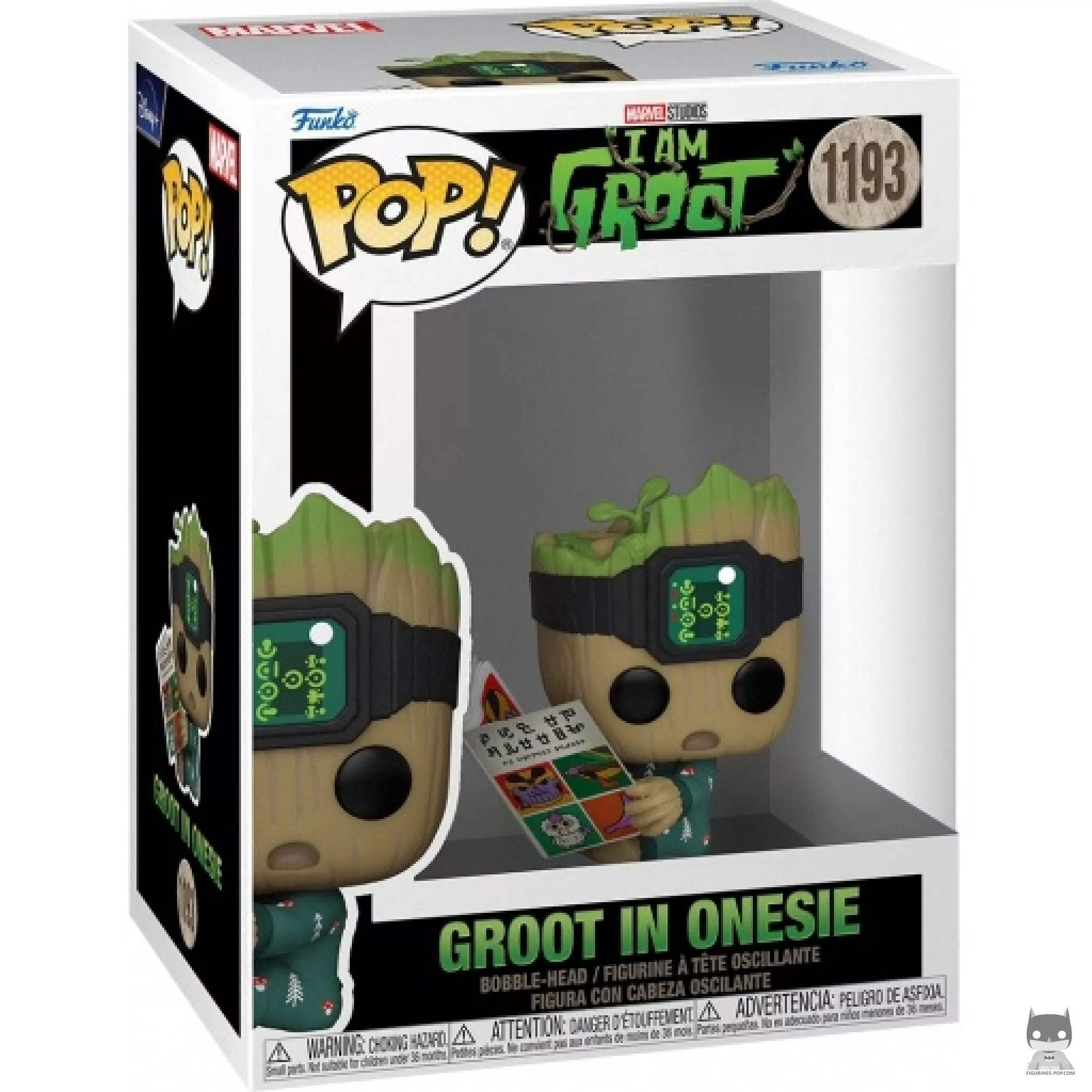Figura Funko Pop! Groot en pijama sentado en su caja