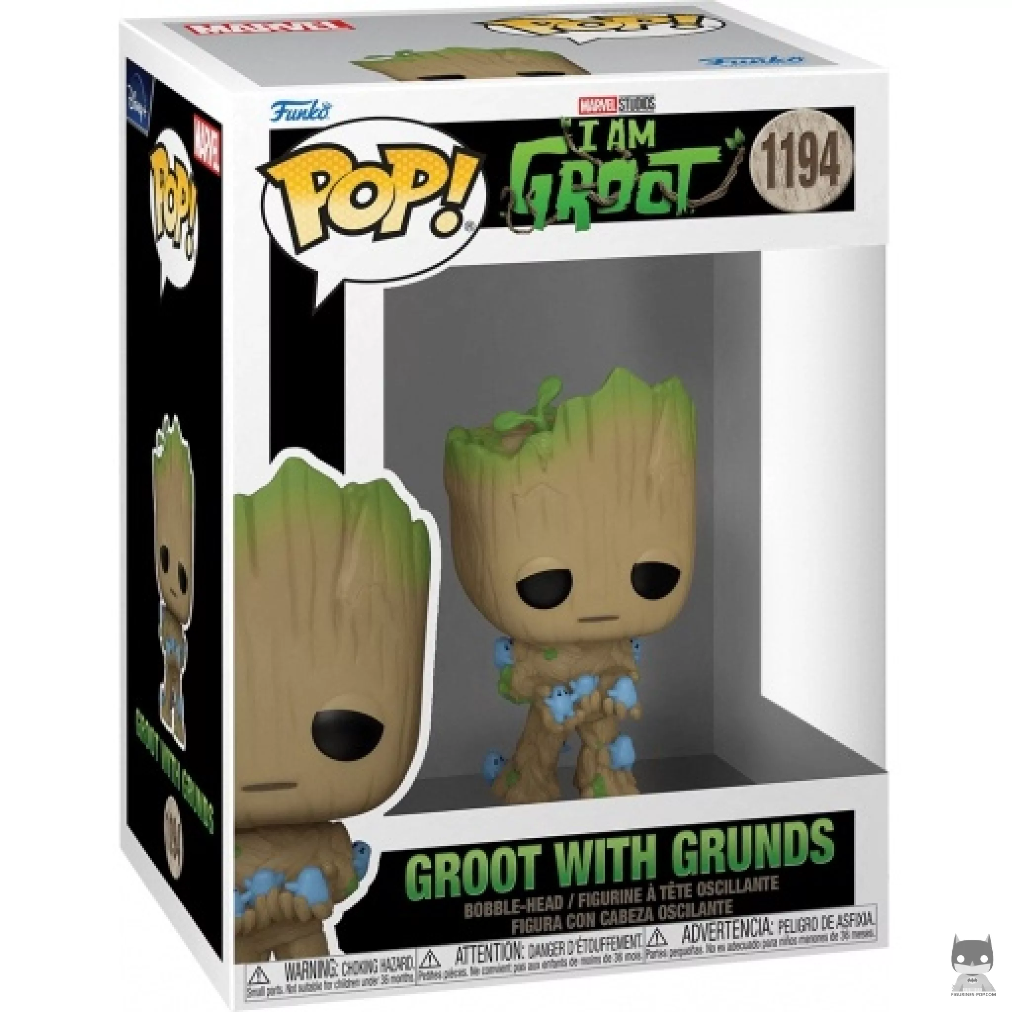 Figura Funko Pop! Groot con Grunds en su caja