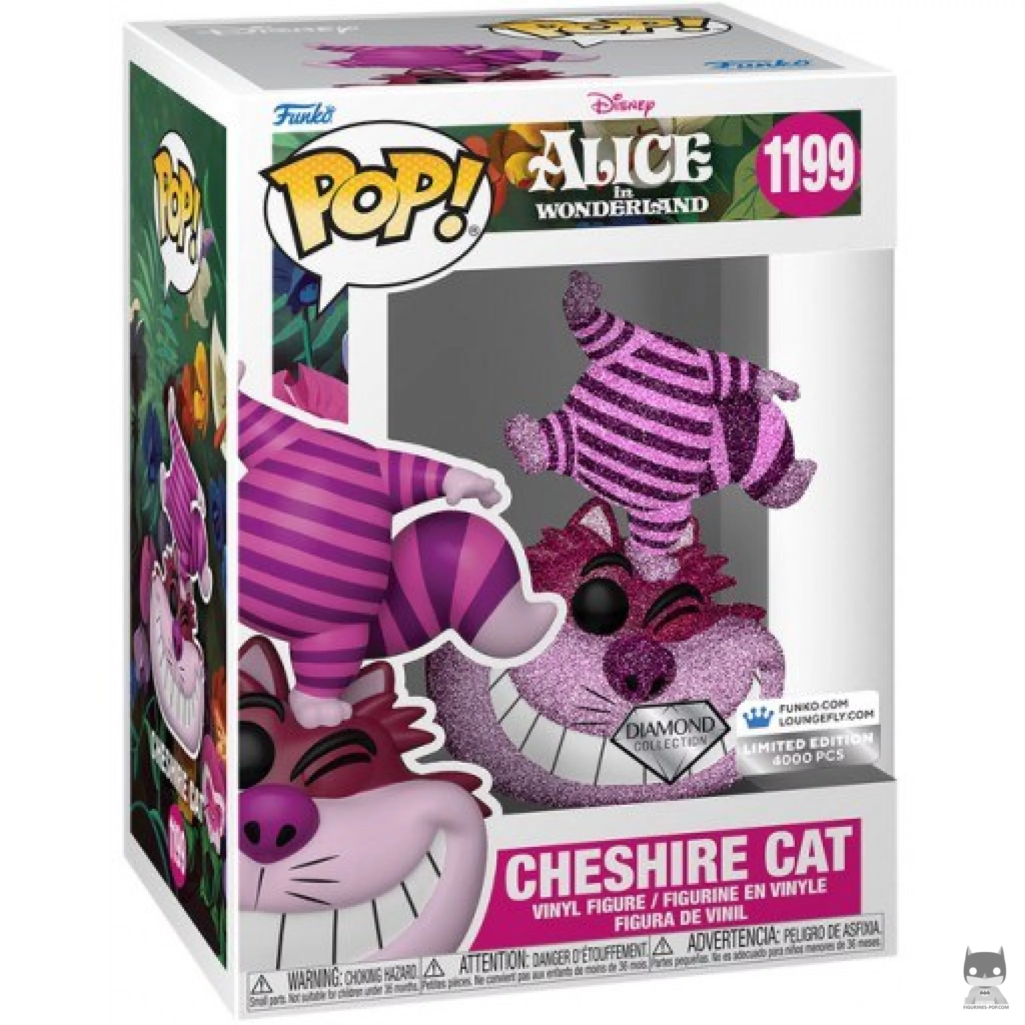 Figura Funko Pop! Gato de Cheshire (Purpurina de diamante) en su caja