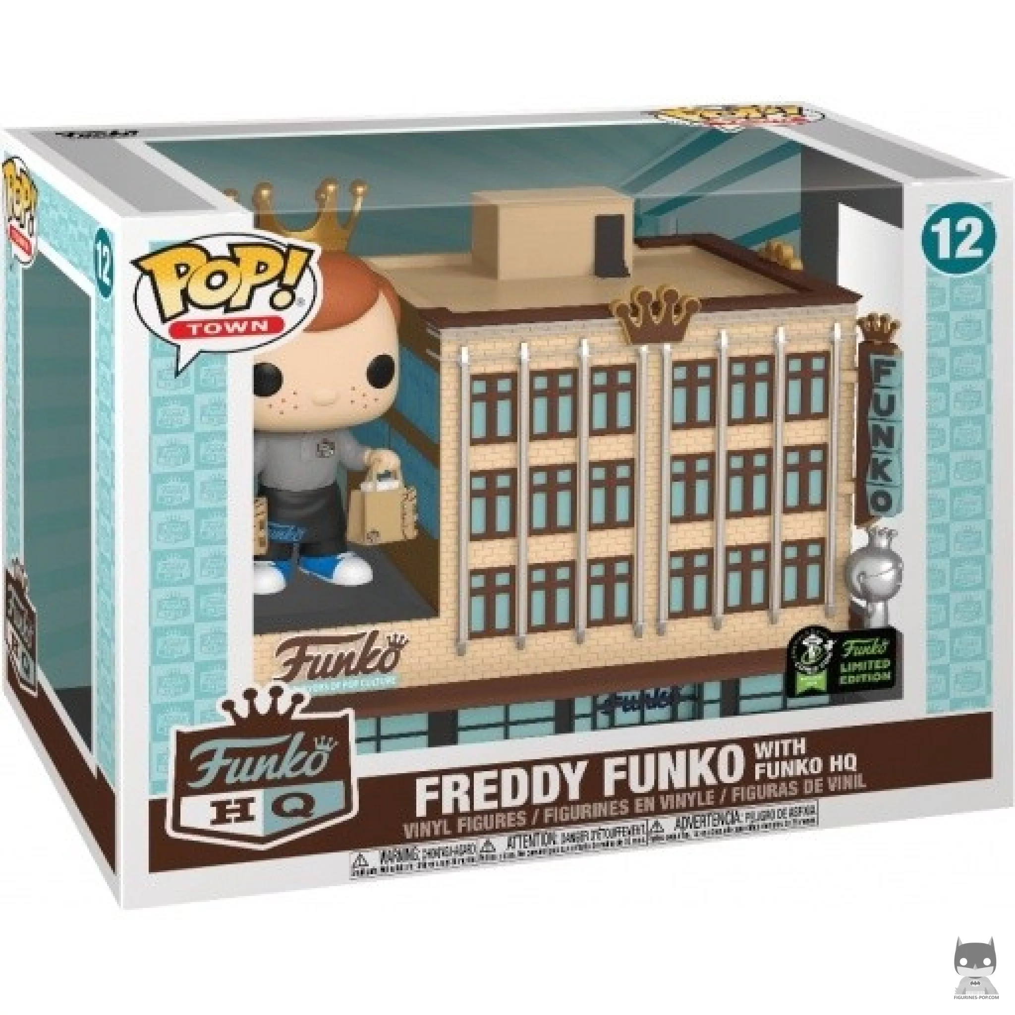 Figura Funko Pop! Freddy Funko con la sede de Funko en su caja