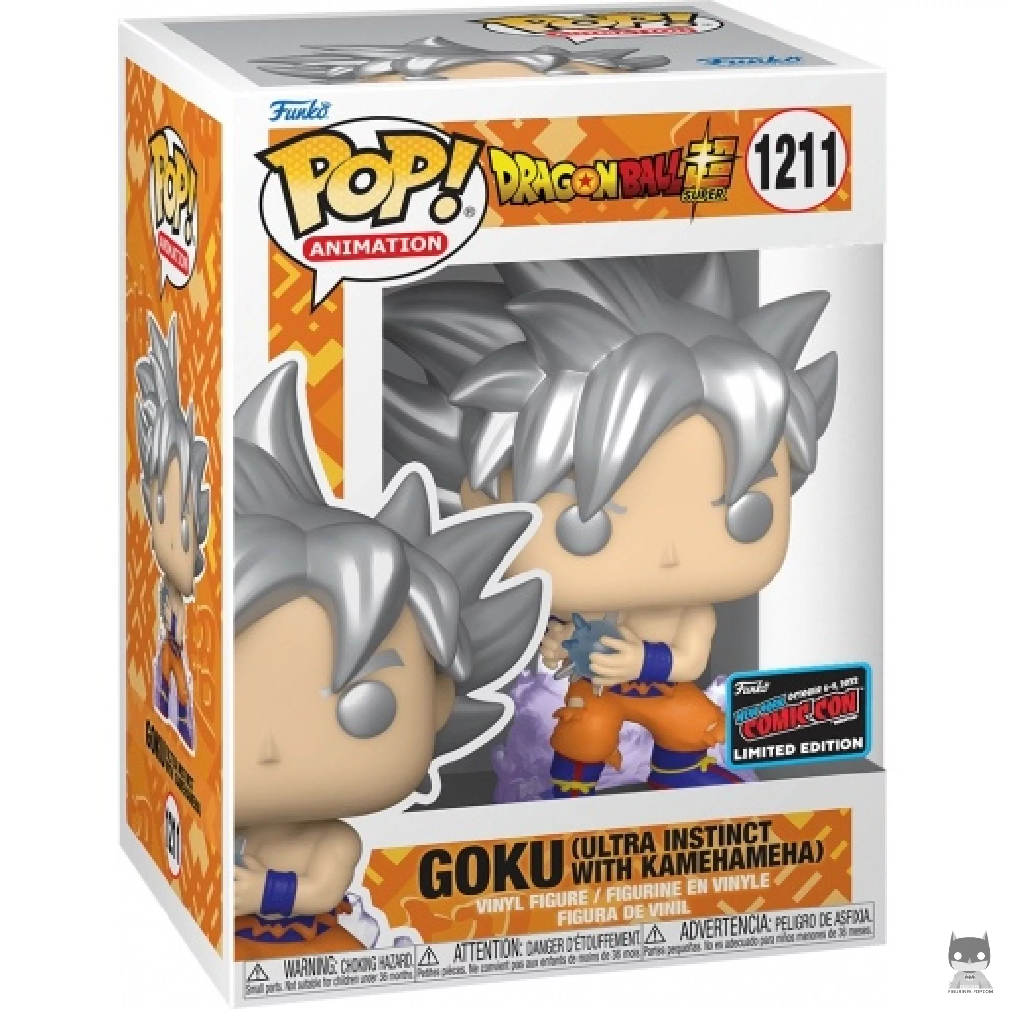 Figura Funko Pop! Goku (Ultra Instinto con Kame Hame Ha) en su caja