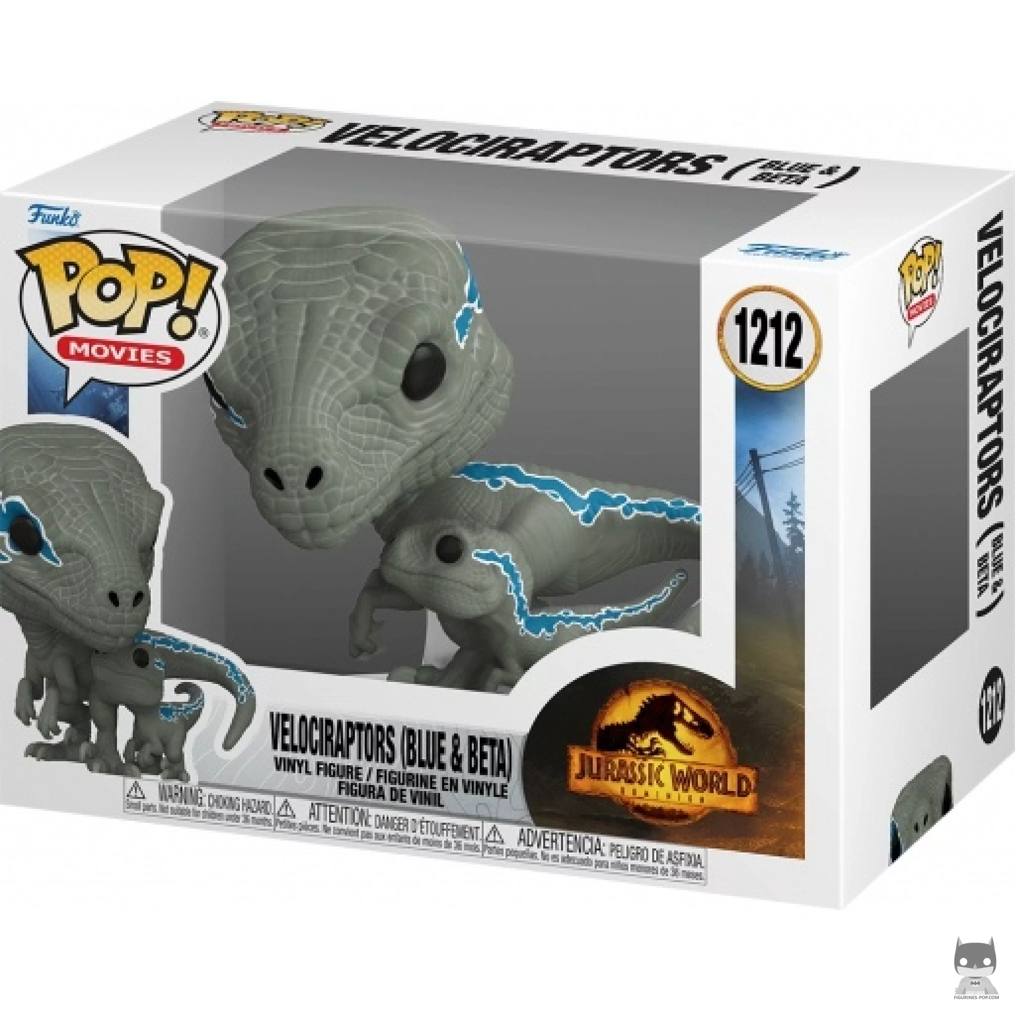 Figura Funko Pop! Velociraptores (Blue & Beta) en su caja