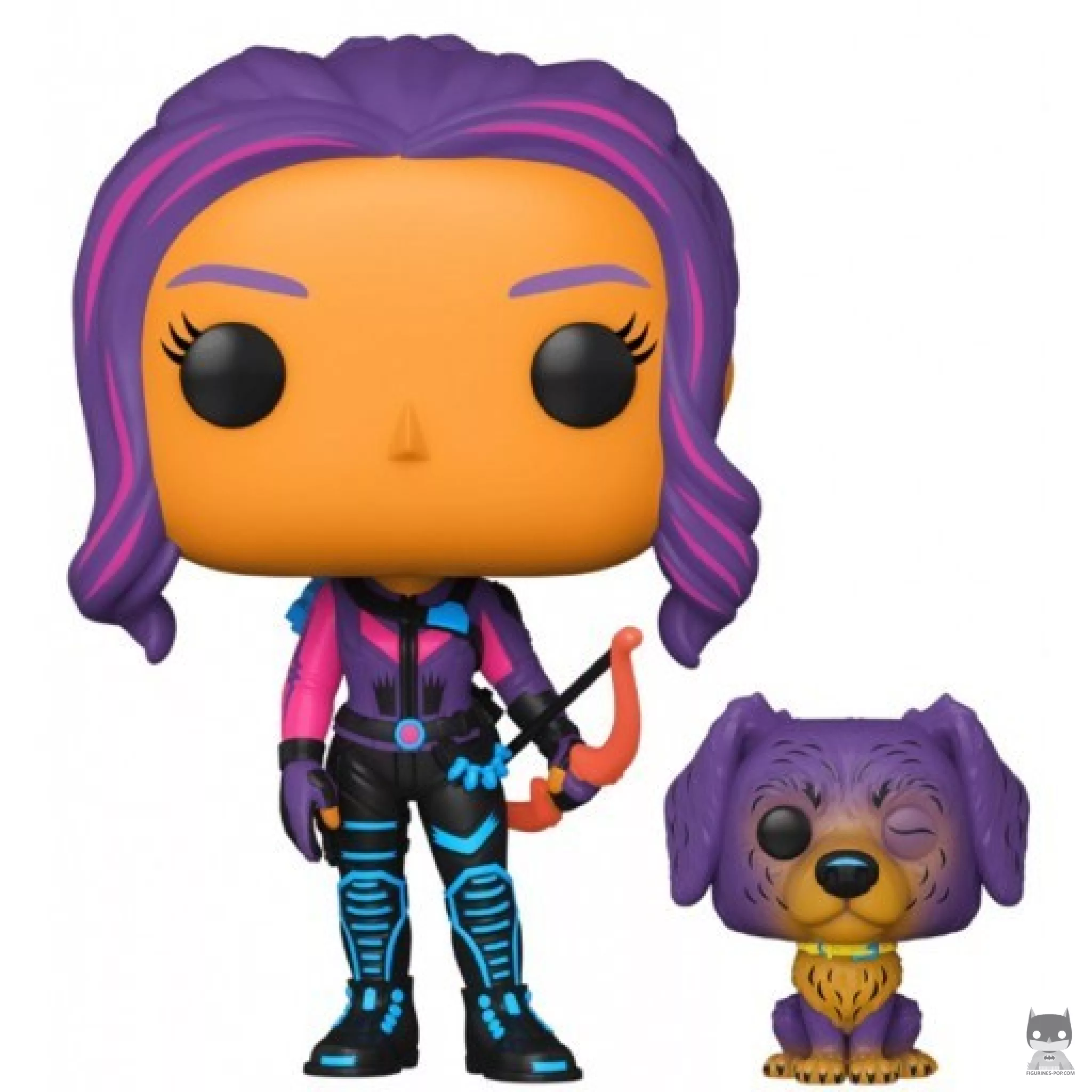 Figura Funko Pop! Kate Bishop con Lucky el perro de la pizza (Luz negra) (Ojo de Halcón)