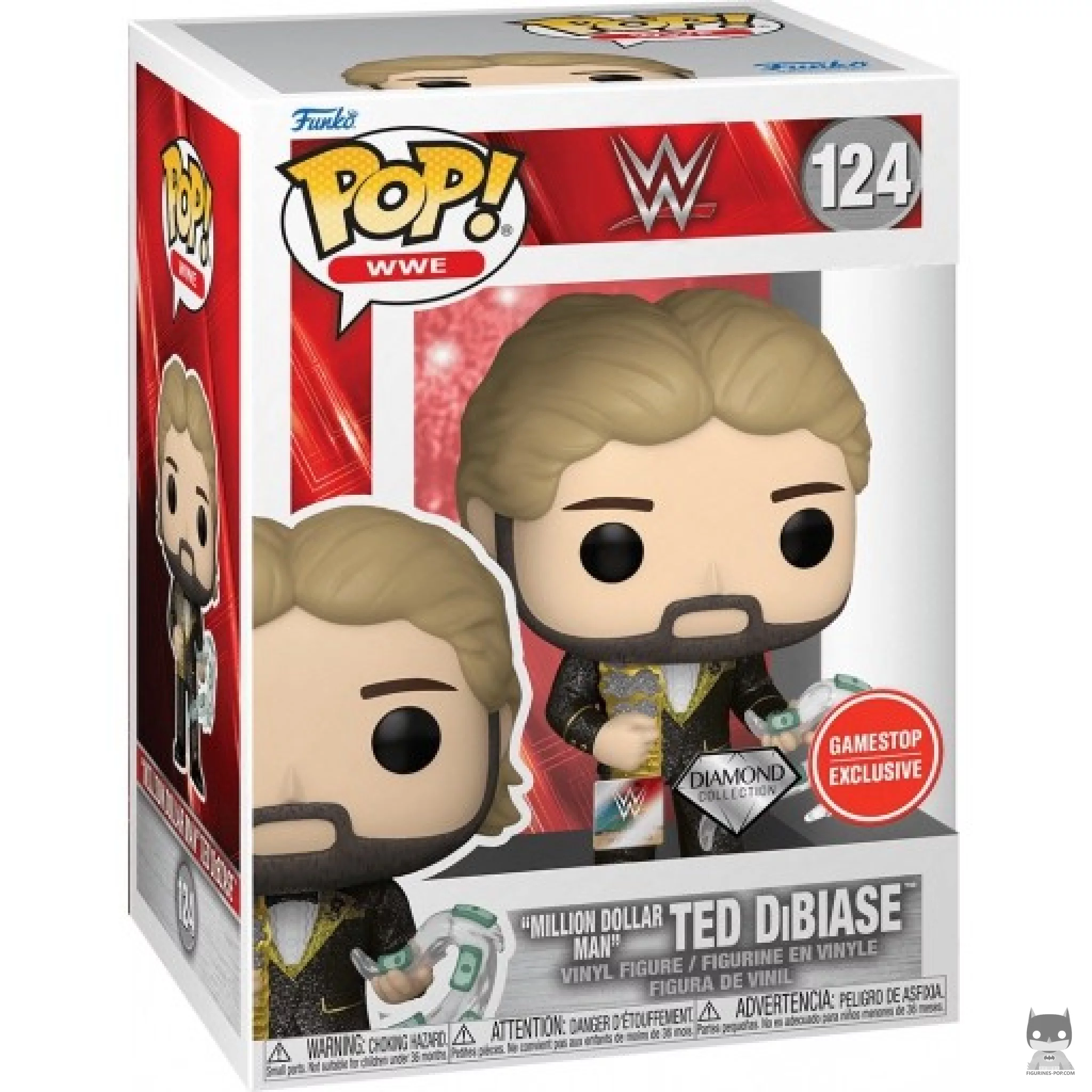 Figura Funko Pop! Million Dollar Man Ted DiBiase (Purpurina de diamante) en su caja