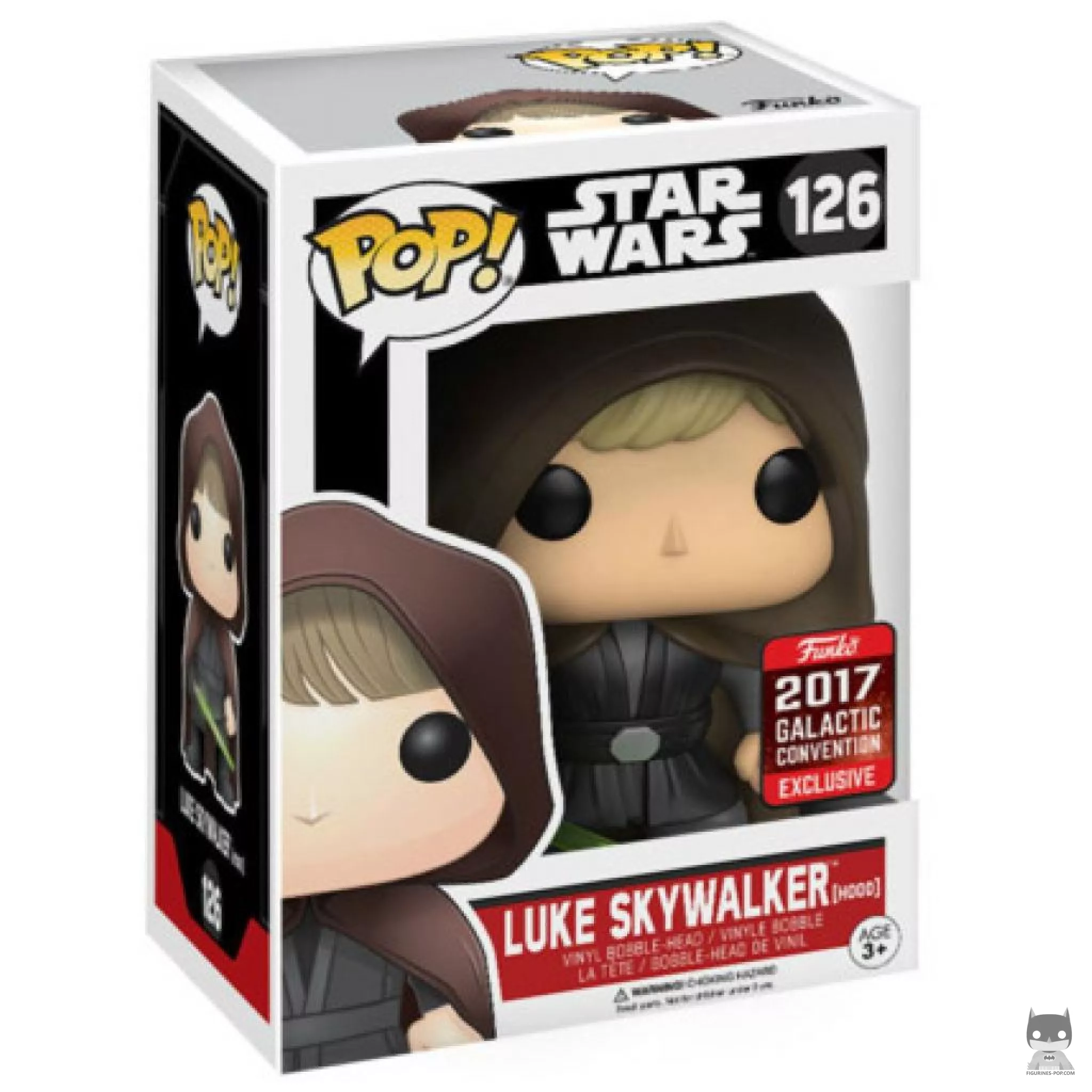 Figura Funko Pop! Luke Skywalker con capucha en su caja