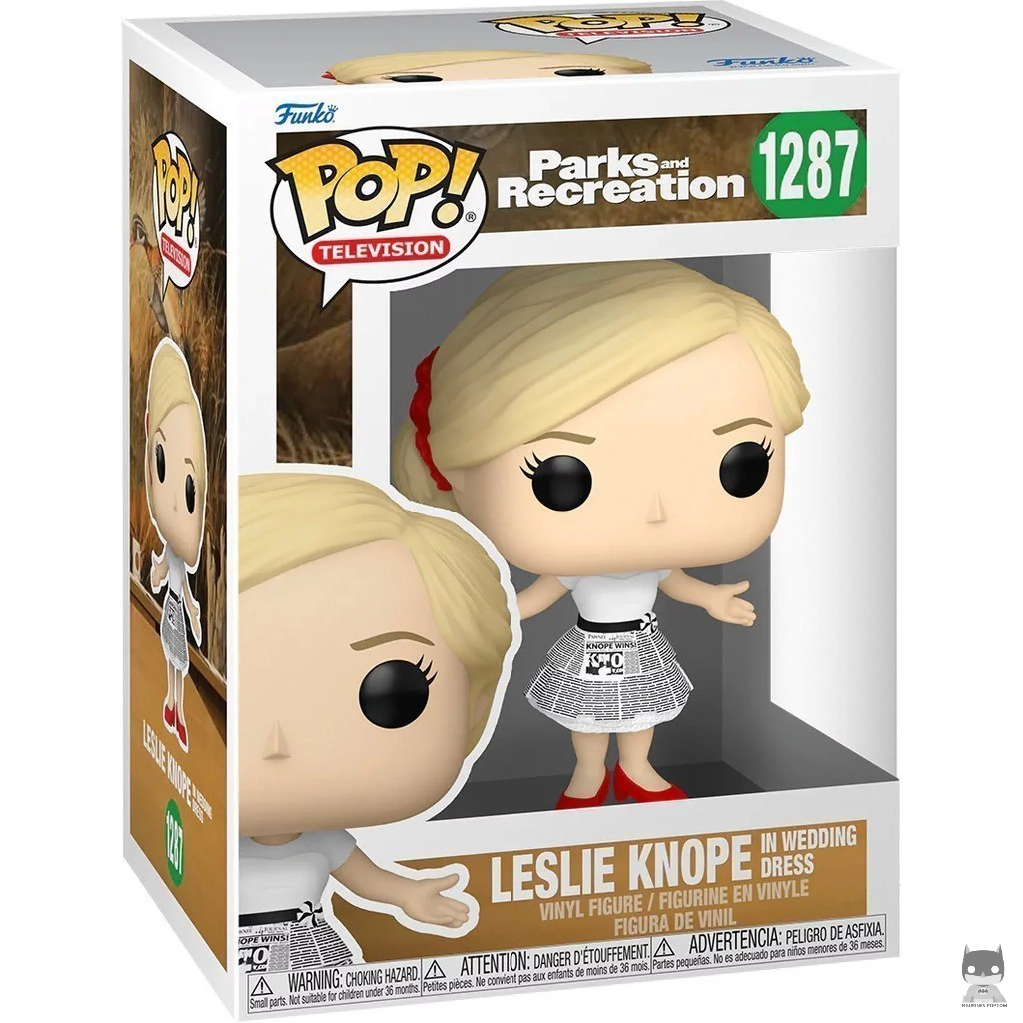 Figura Funko Pop! Leslie Knope con vestido de novia en su caja