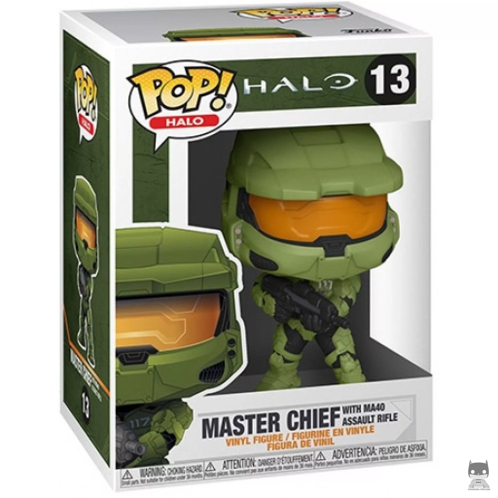 Figura Funko Pop! Jefe Maestro con fusil de asalto MA40 en su caja